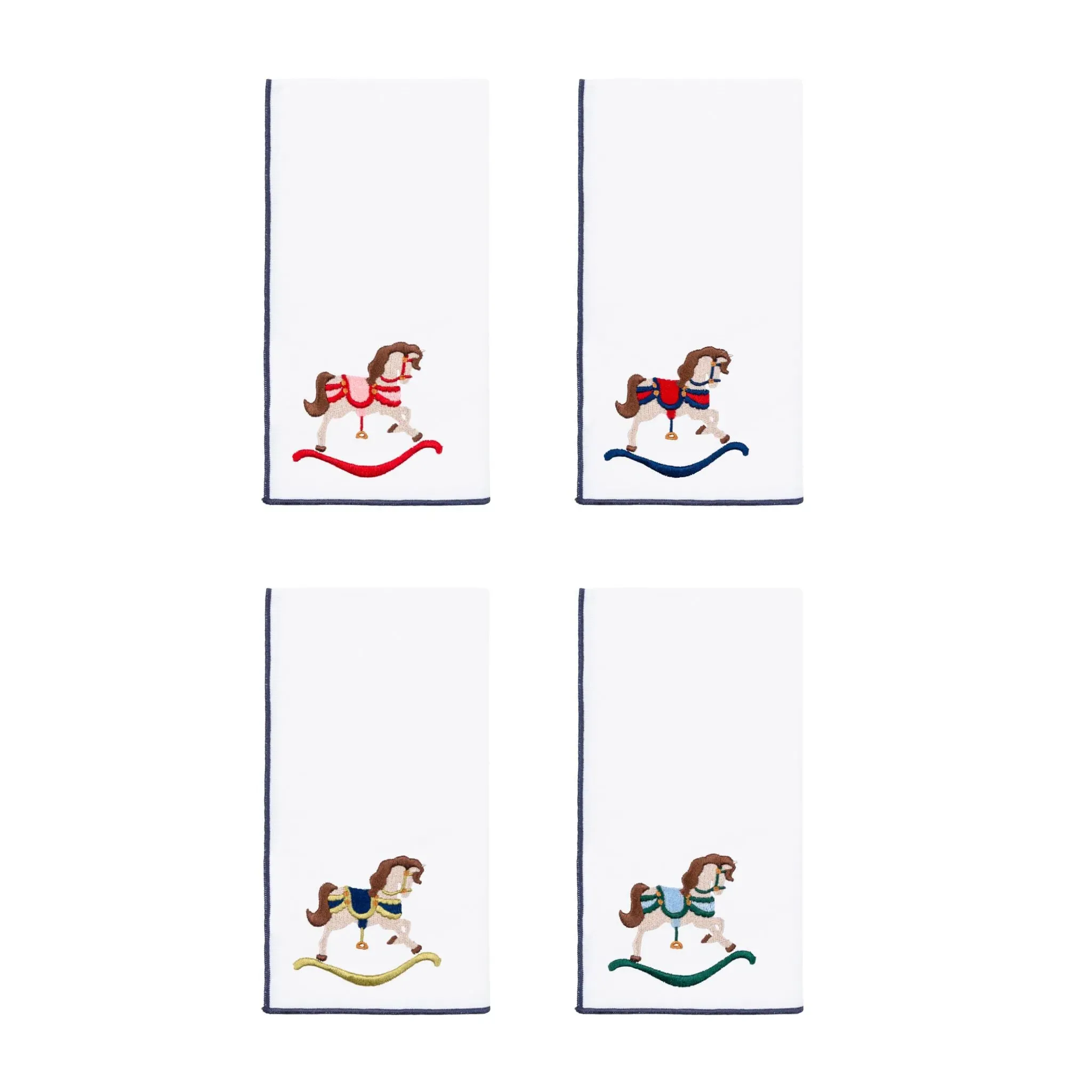 Nazaré Rocking Horse Embroidered Table Linen - White, Cotton product
