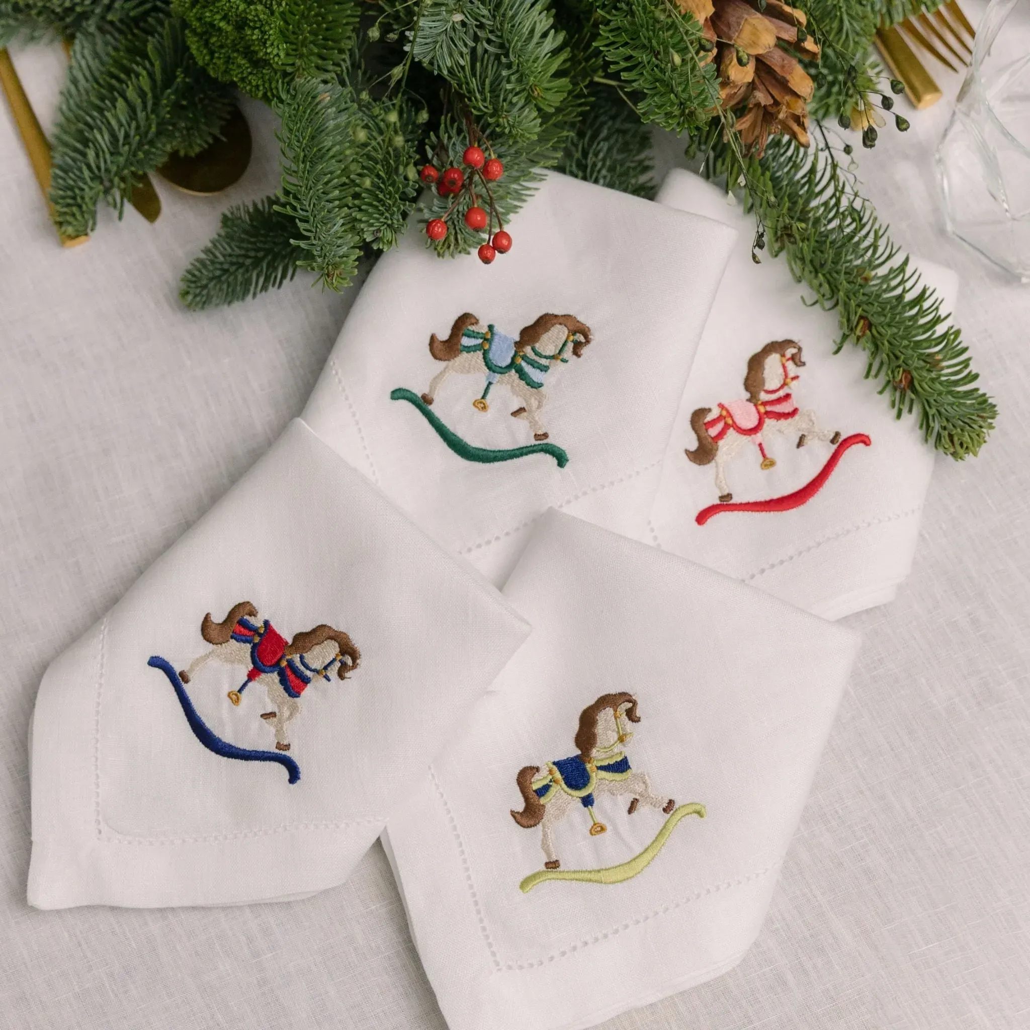 Mafra Rocking Horse Embroidered Cotton Table Linen product