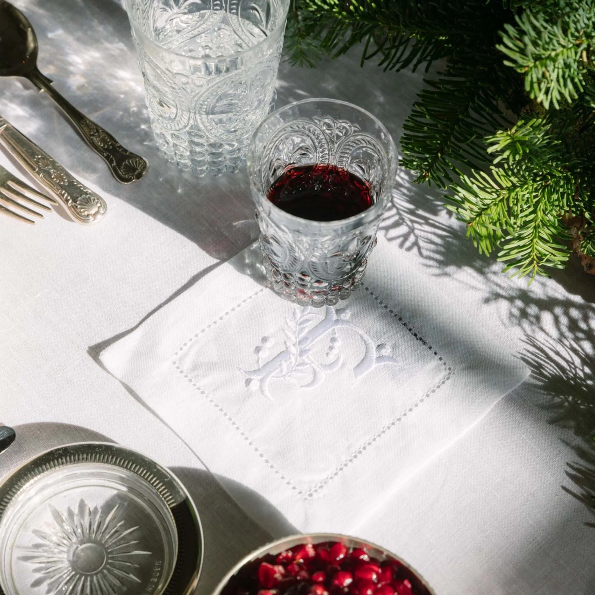 Mafra Linen Table Linens with Embroidered Christmas Letters product