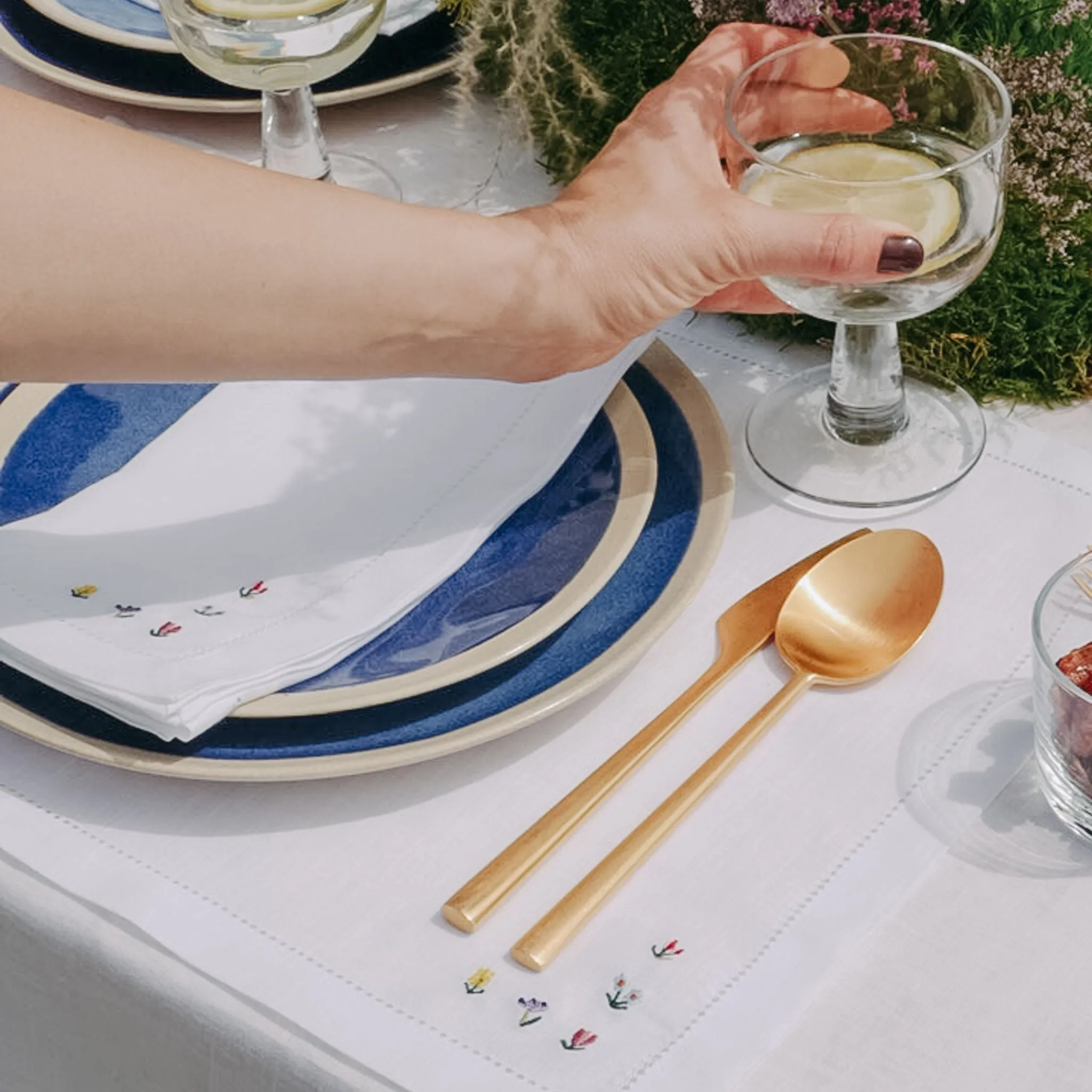 Mafra Linen Table Linens with Embroidered Flowers product