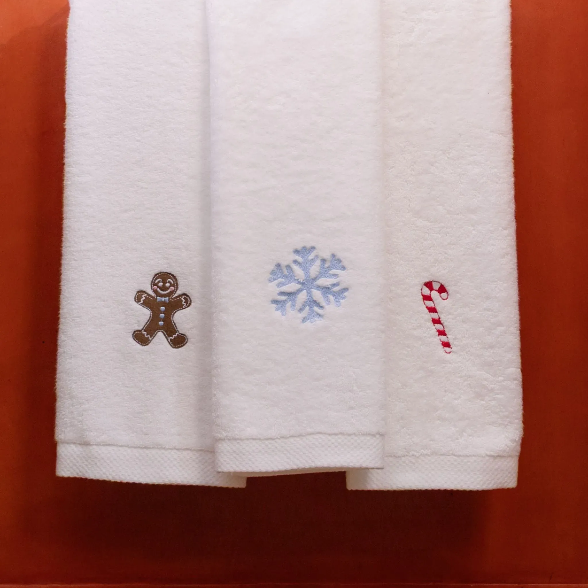 Luxus Christmas Embroidered Face Towel - White, Cotton product
