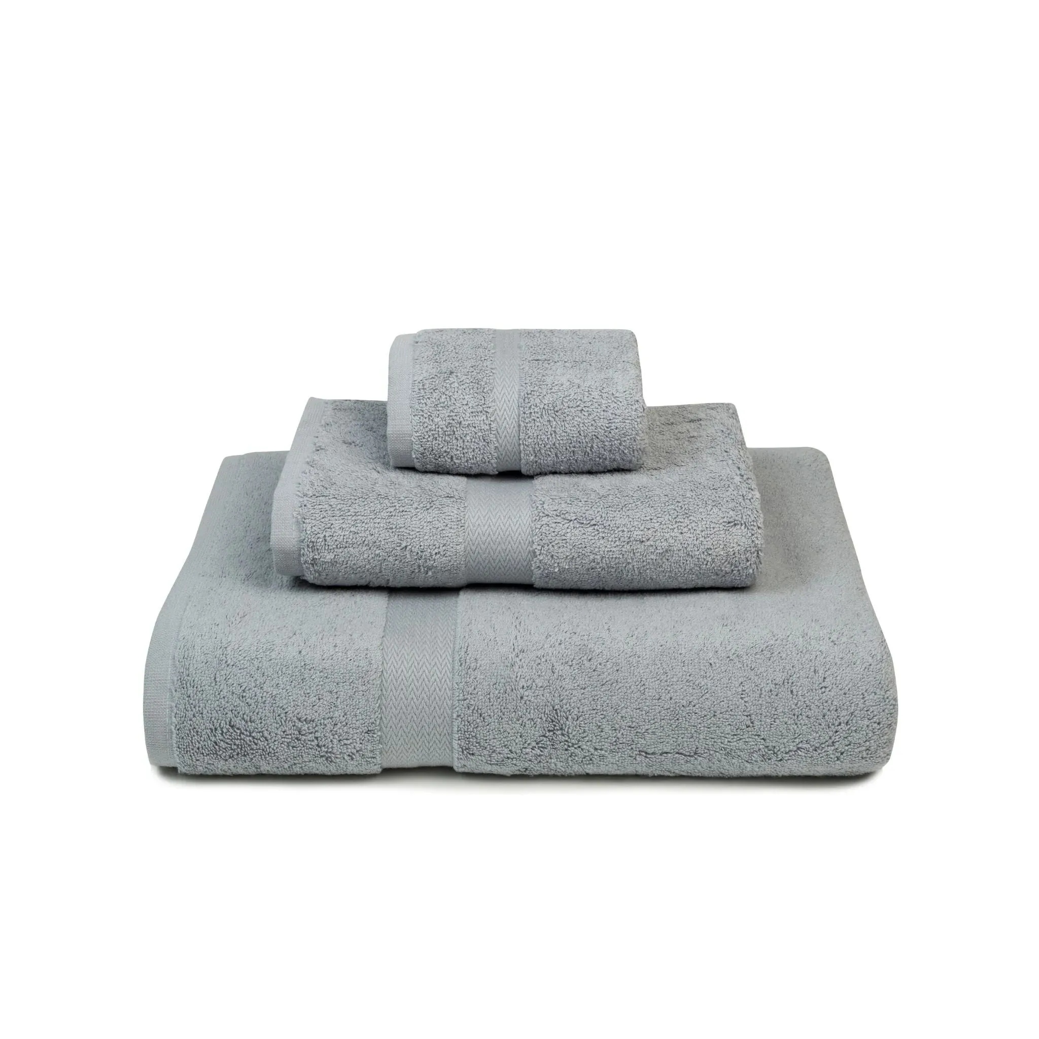 Almonda Herringbone Border Towel - Silver Grey, Cotton product