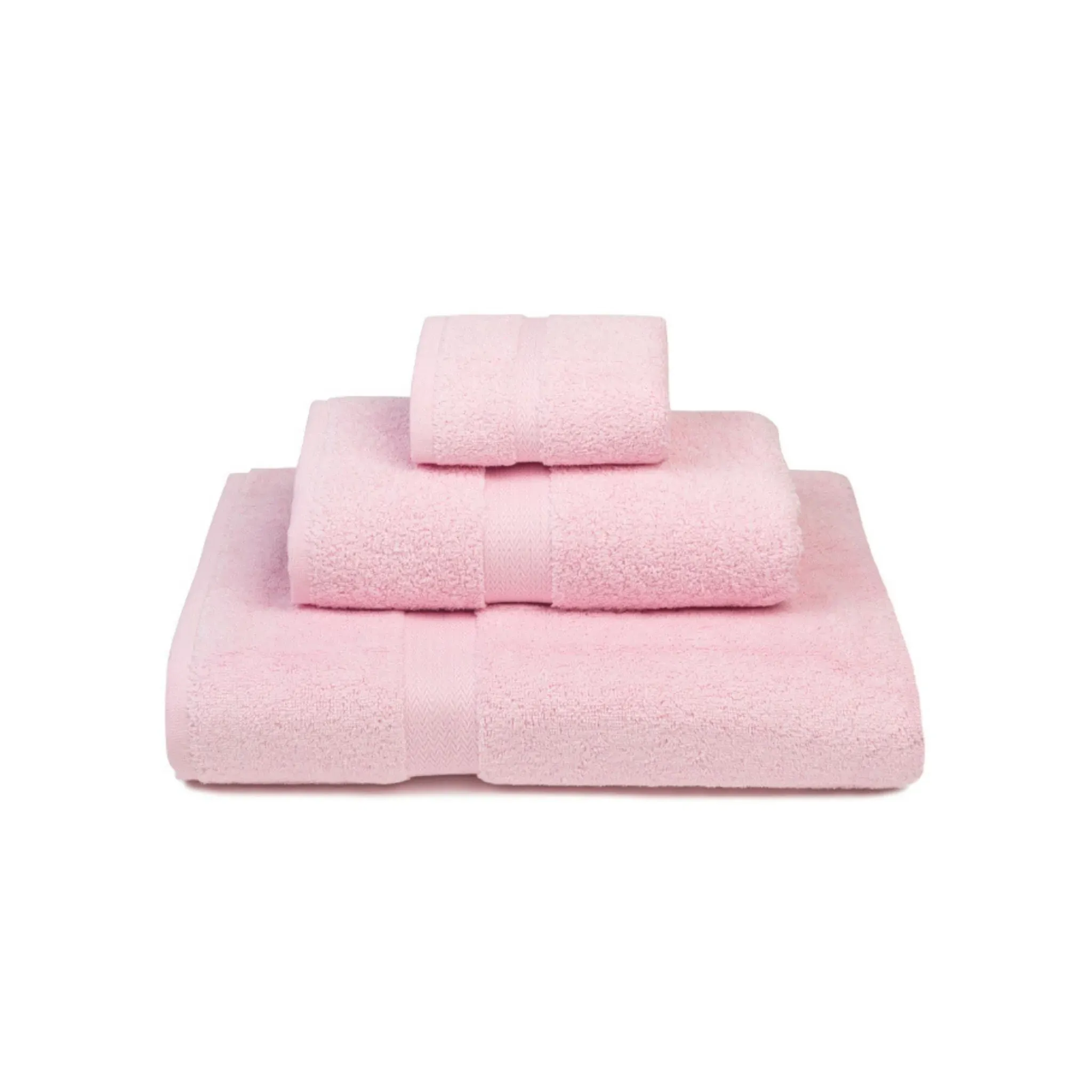 Almonda Herringbone Border Towel - Baby Pink, Cotton product