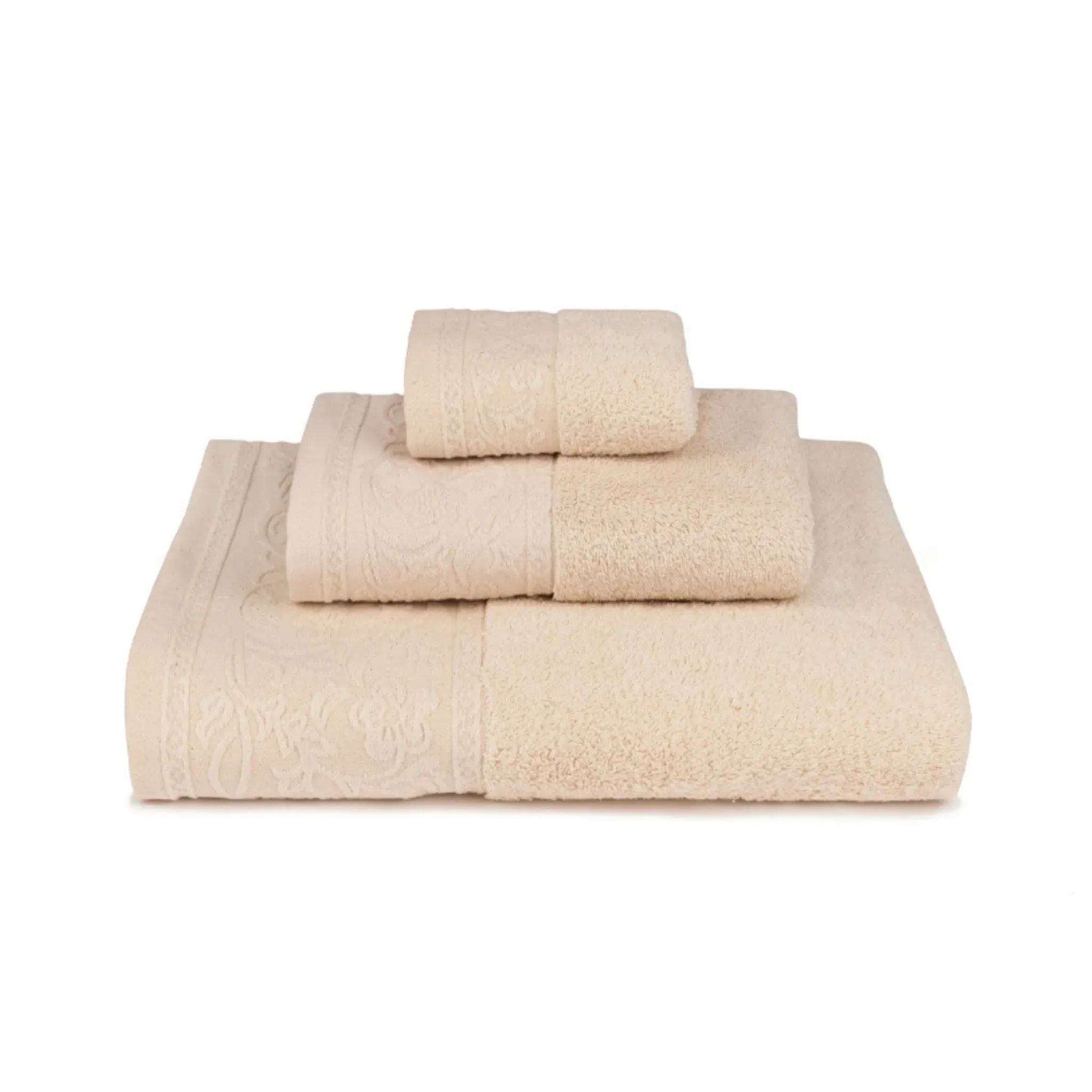 Royale Terry Bath Towel with Flower Motif - Natural product