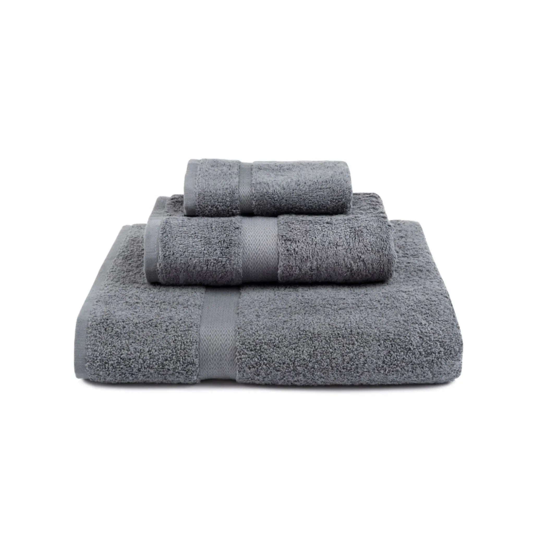 Almonda Herringbone Border Towel - Grey, Cotton product