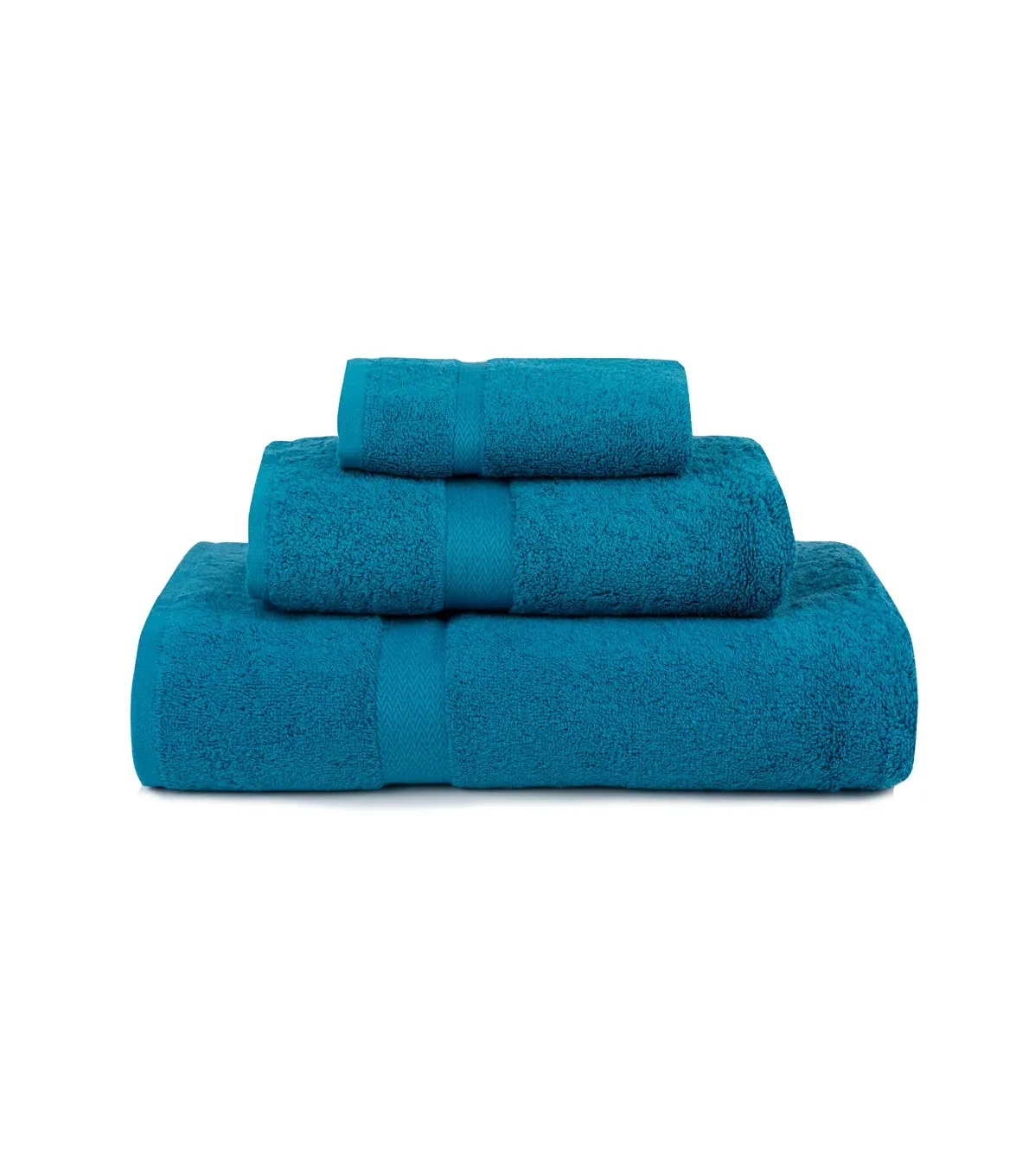 Almonda Herringbone Border Towel - Petroleum Blue, Cotton product