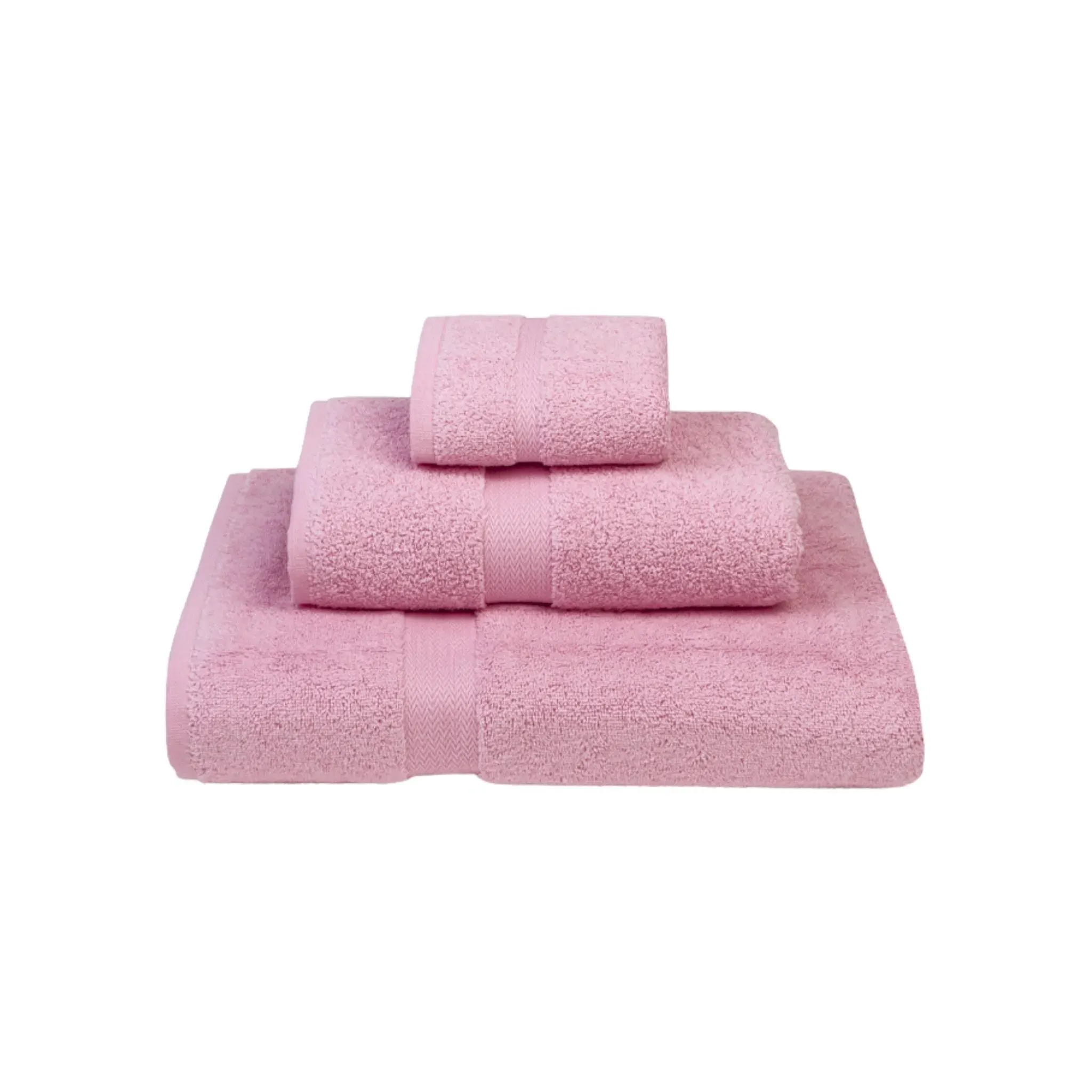 Almonda Herringbone Border Towel - Old Pink, Cotton product