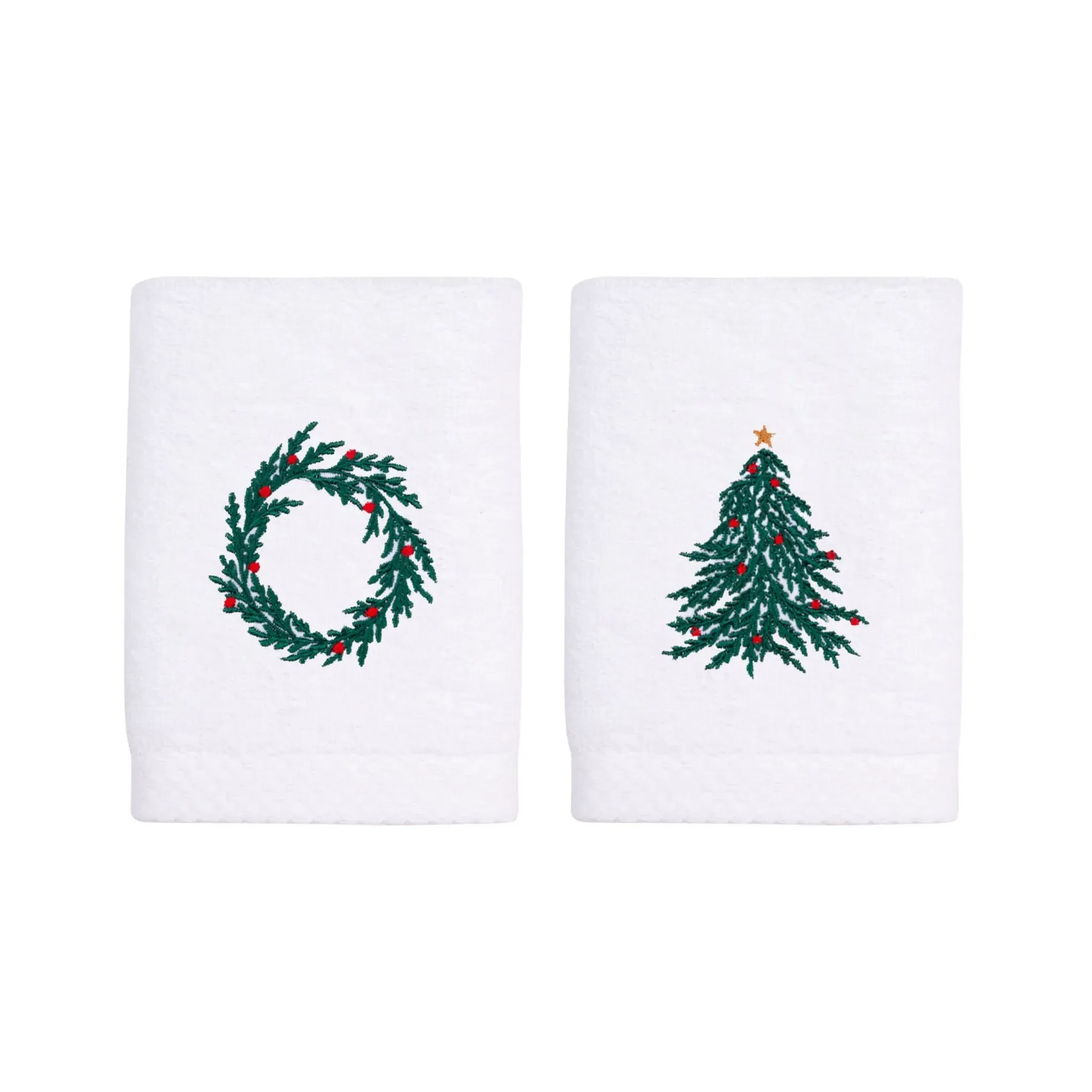 Luxus Cotton Bath Towels with Christmas Embroidery - White product