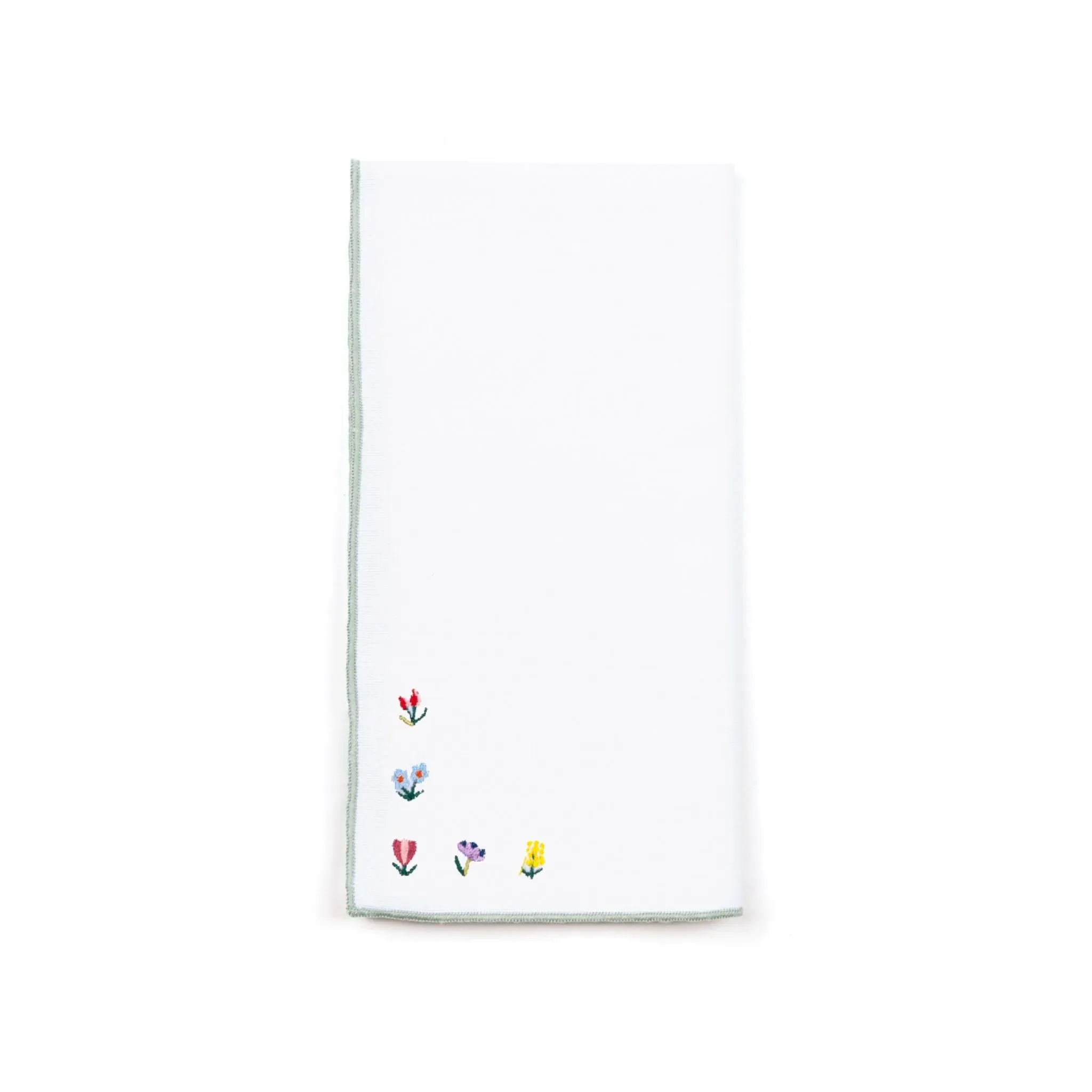 Nazaré Cotton Table Linen with Embroidered Flowers - White product