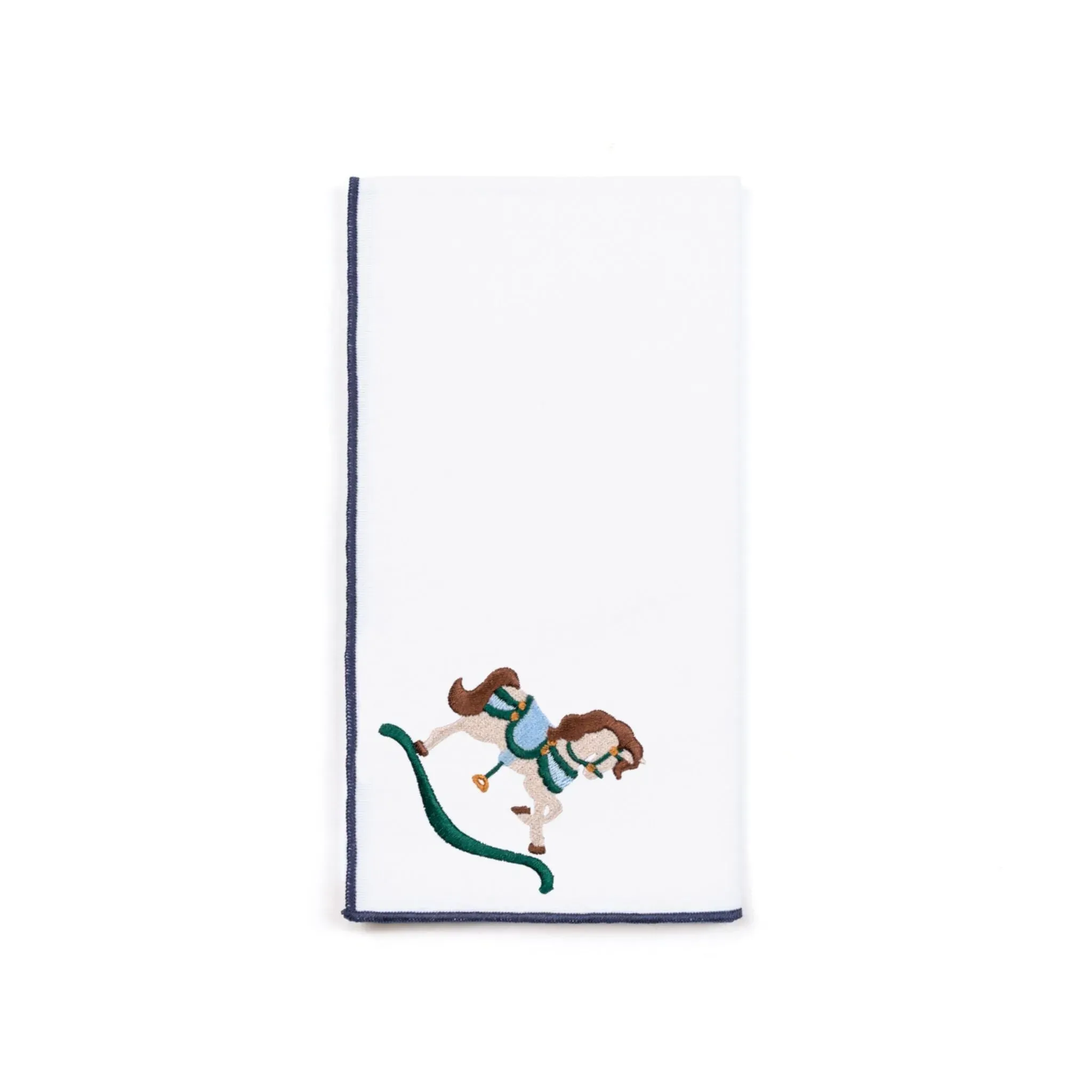 Nazaré Rocking Horse Embroidered Table Linen - White, Cotton product