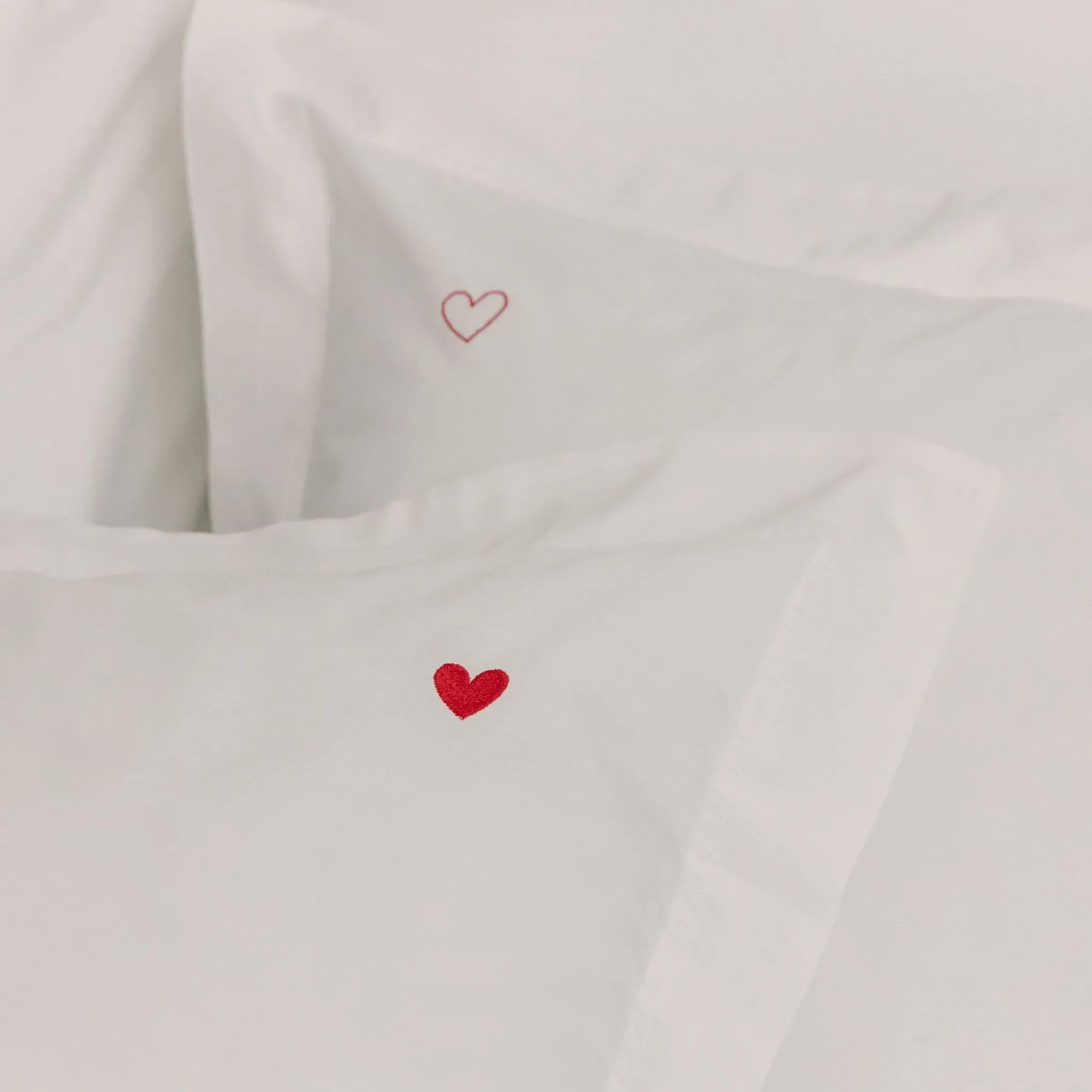 Porto 400TC Pillowcases with Embroidered Hearts - Cotton Percale product
