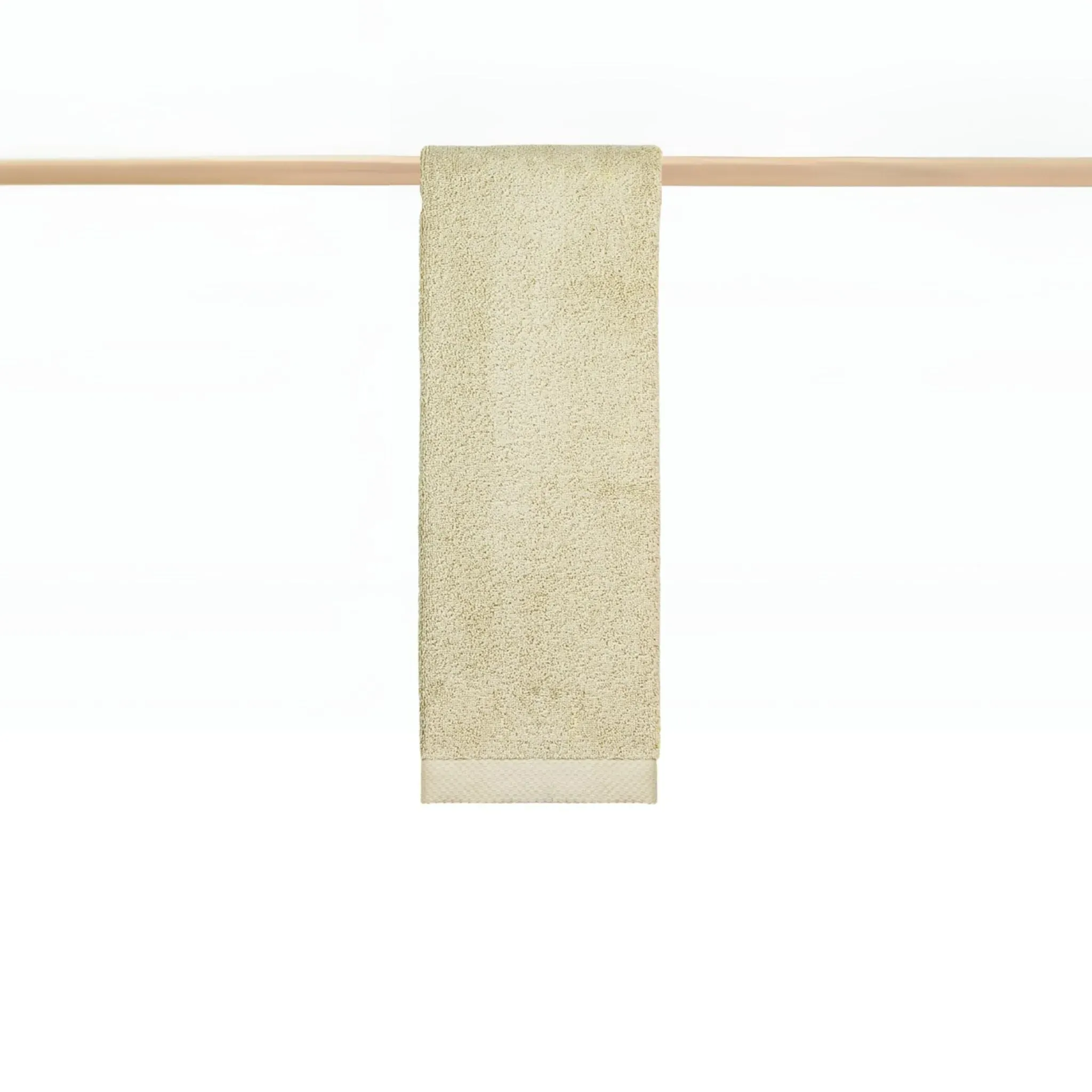 Bath Towel Set with Edge Bars - Khaki, Cotton