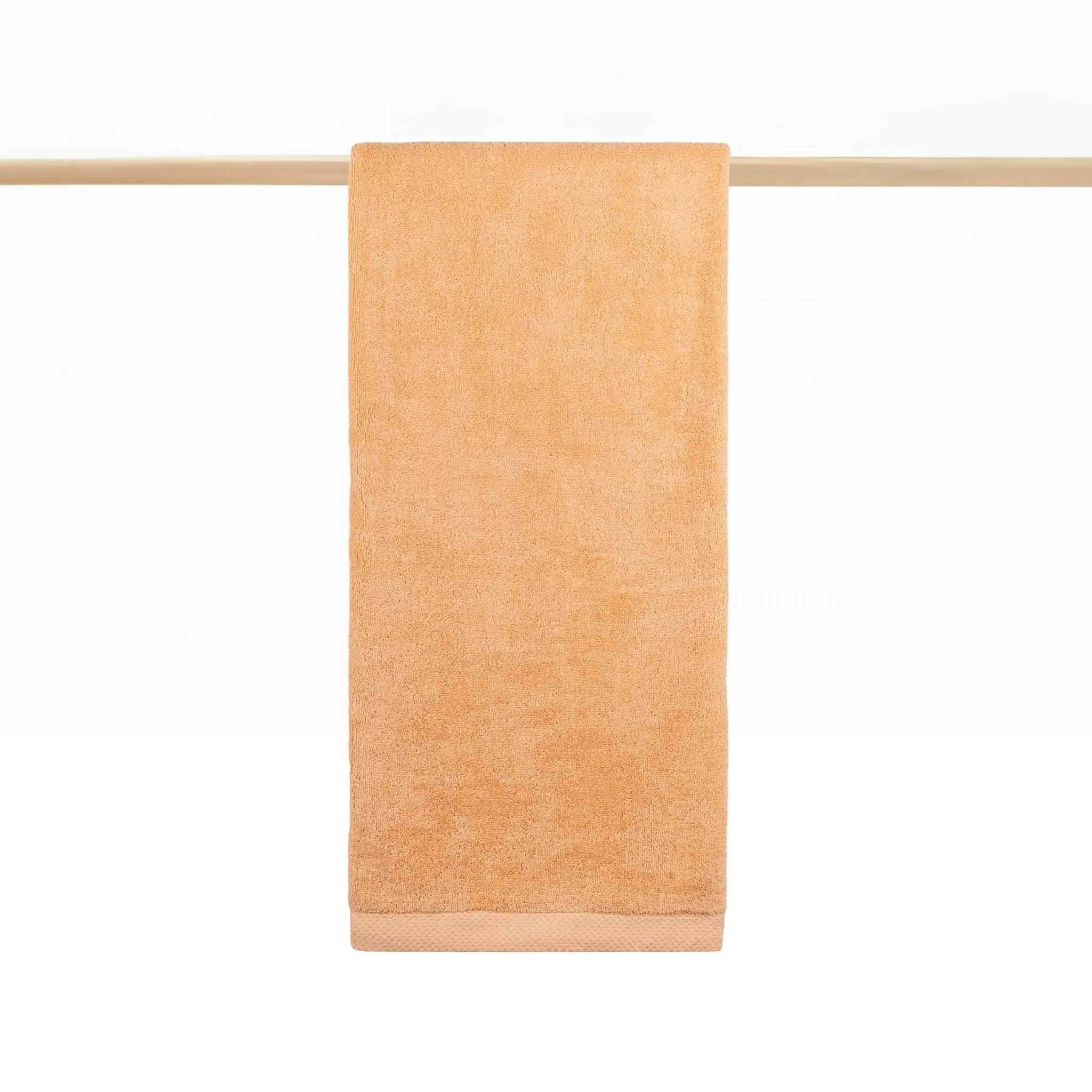 Bath Towel Set with Edge Bars - Orange, Cotton