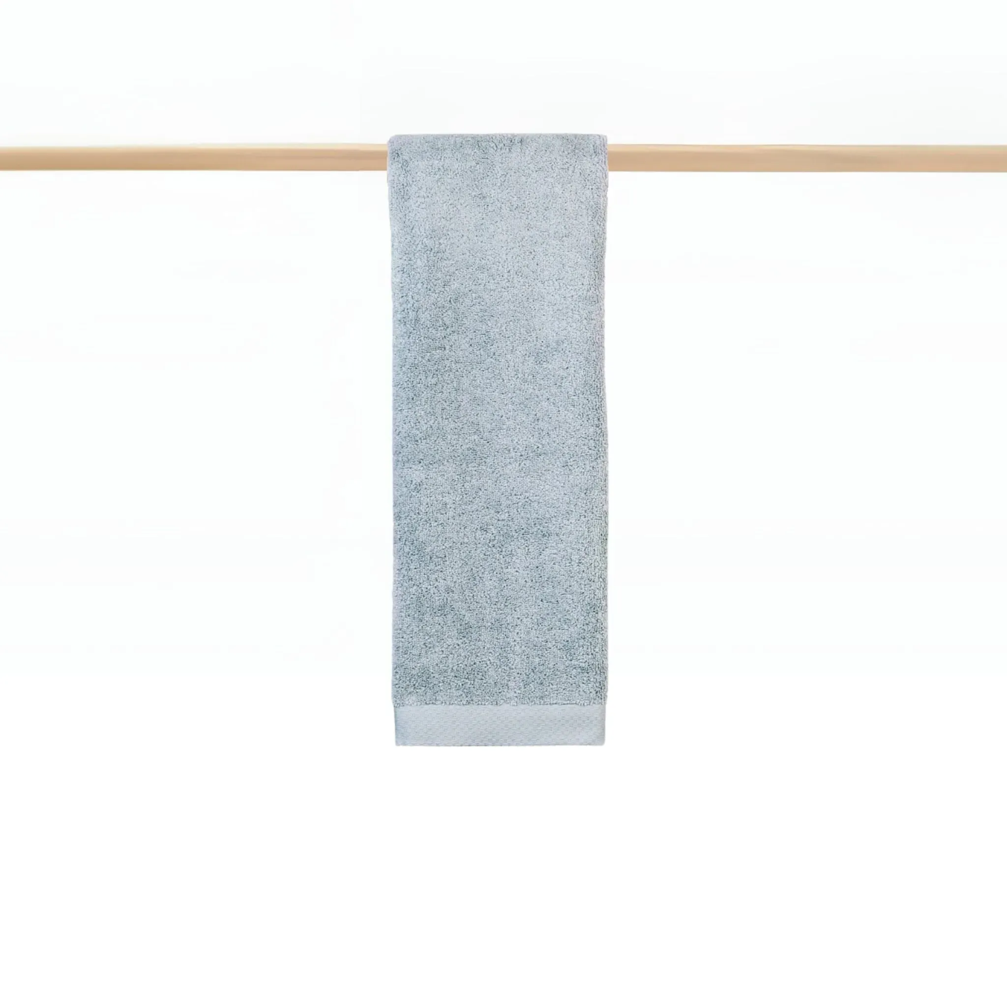 Bath Towel Set with Edge Bars - Silver Grey, Cotton