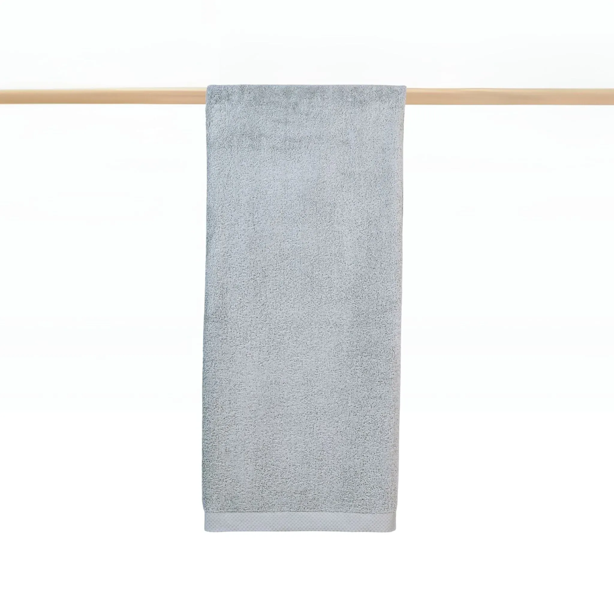 Bath Towel Set with Edge Bars - Silver Grey, Cotton