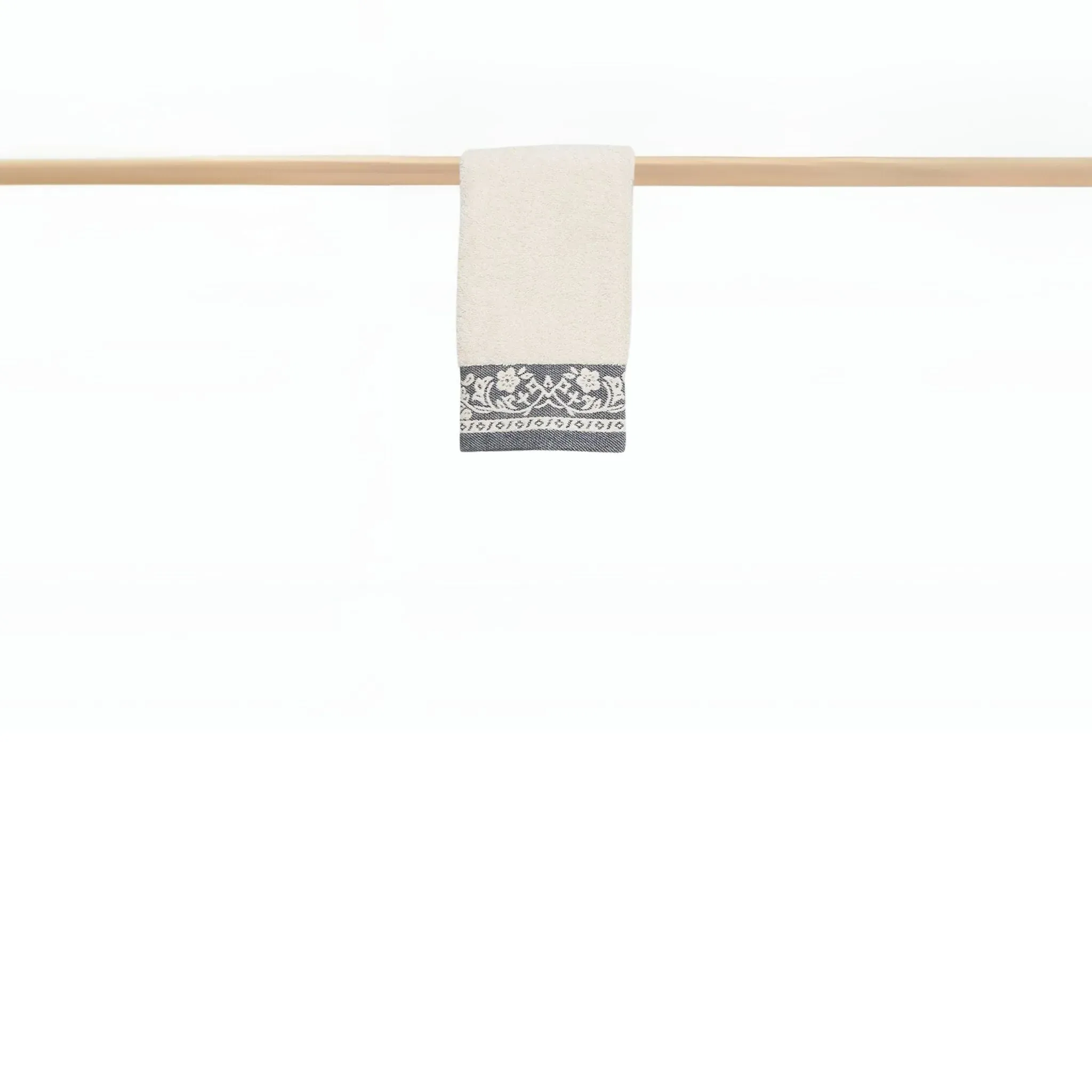 Bath Towel Set with Floral Motif - Blue, Cotton image