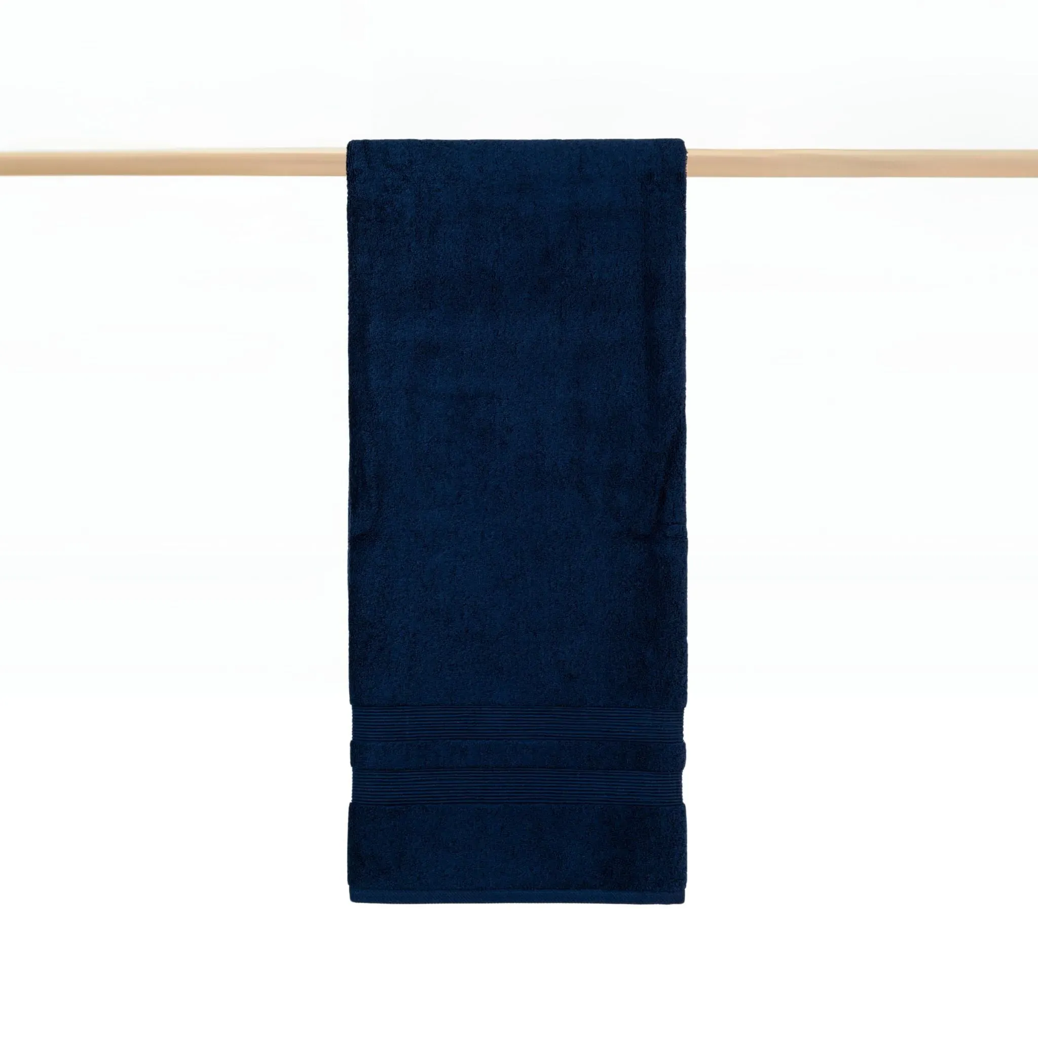 Bath Towel Set with Striped Bars - Blue, Cotton