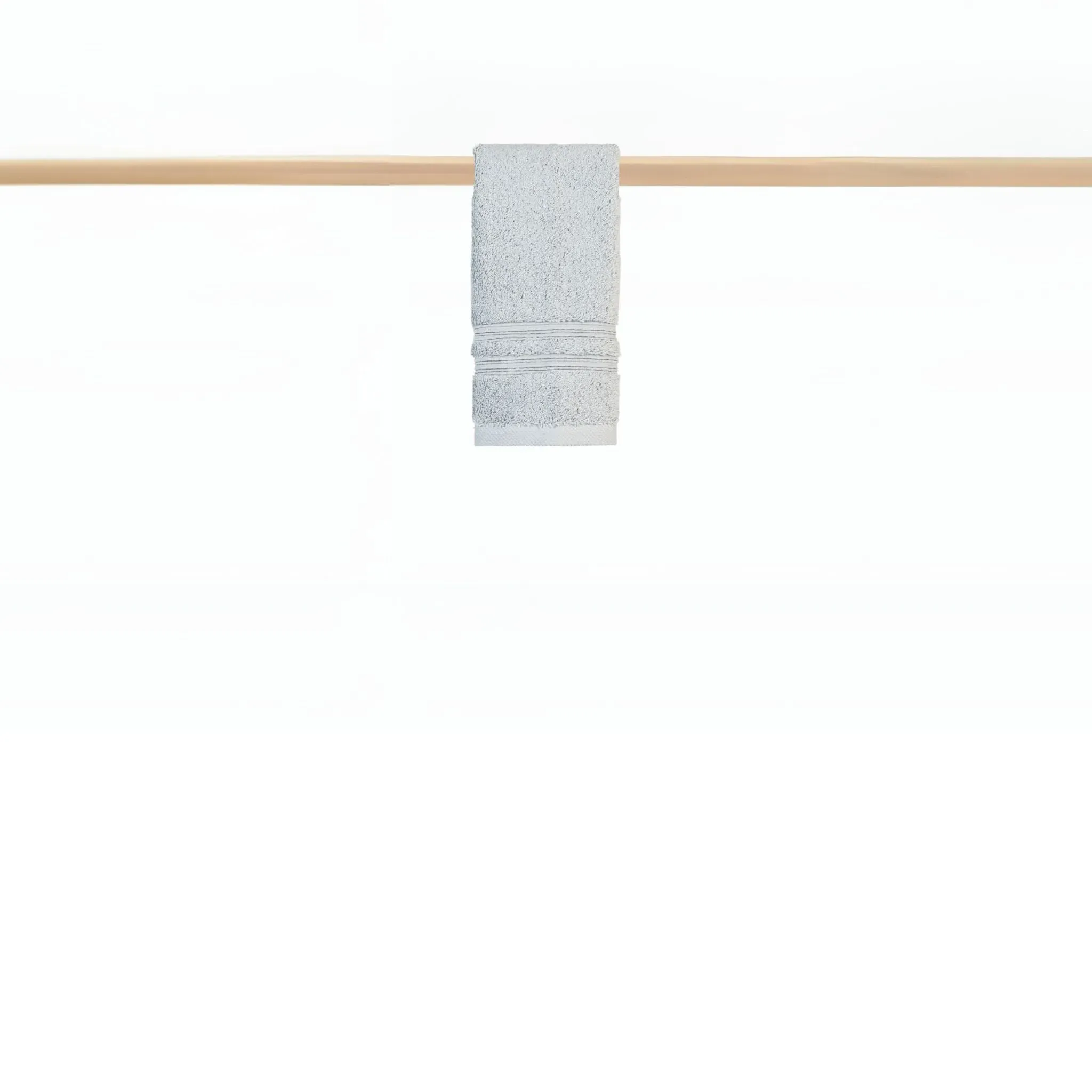 Bath Towel Set with Striped Design - Grey, Cotton image