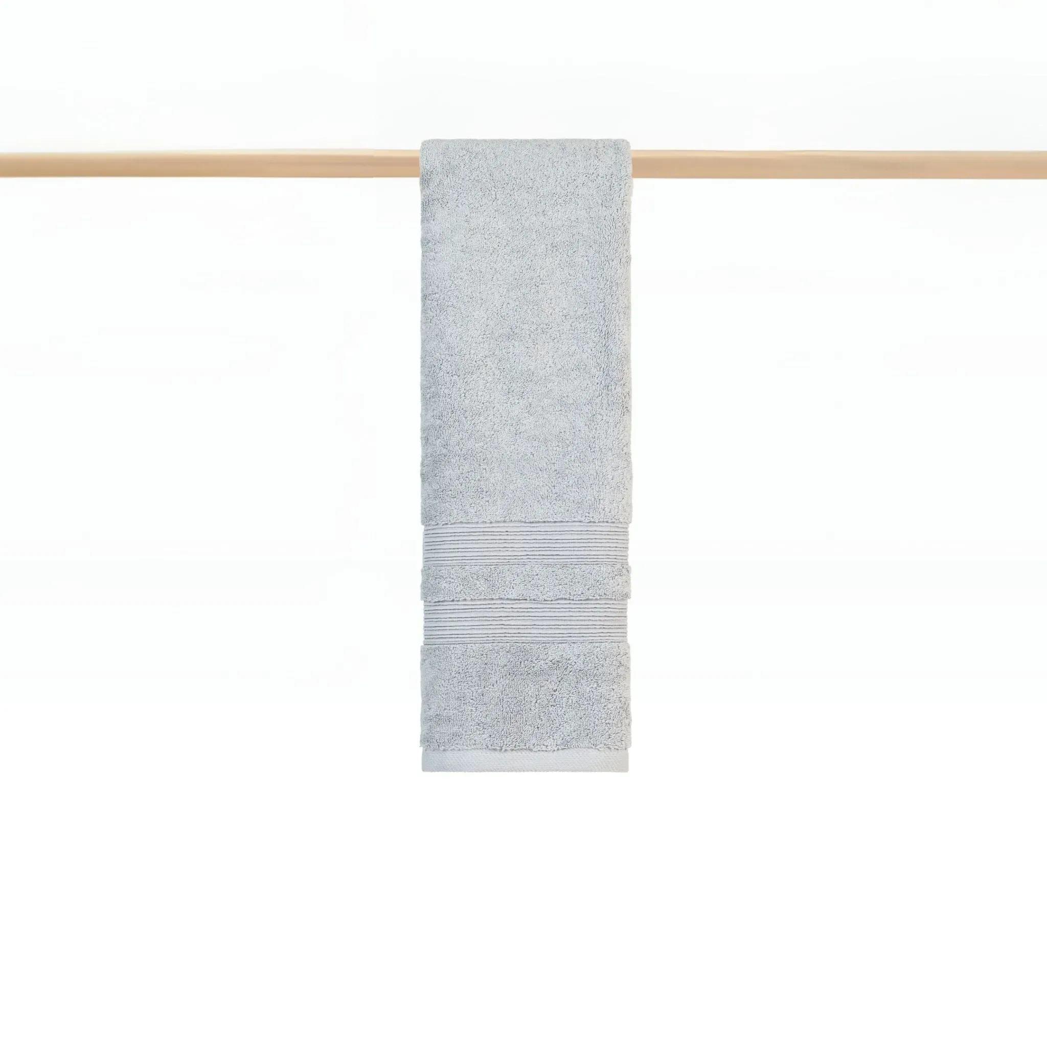 Bath Towel Set with Striped Design - Grey, Cotton