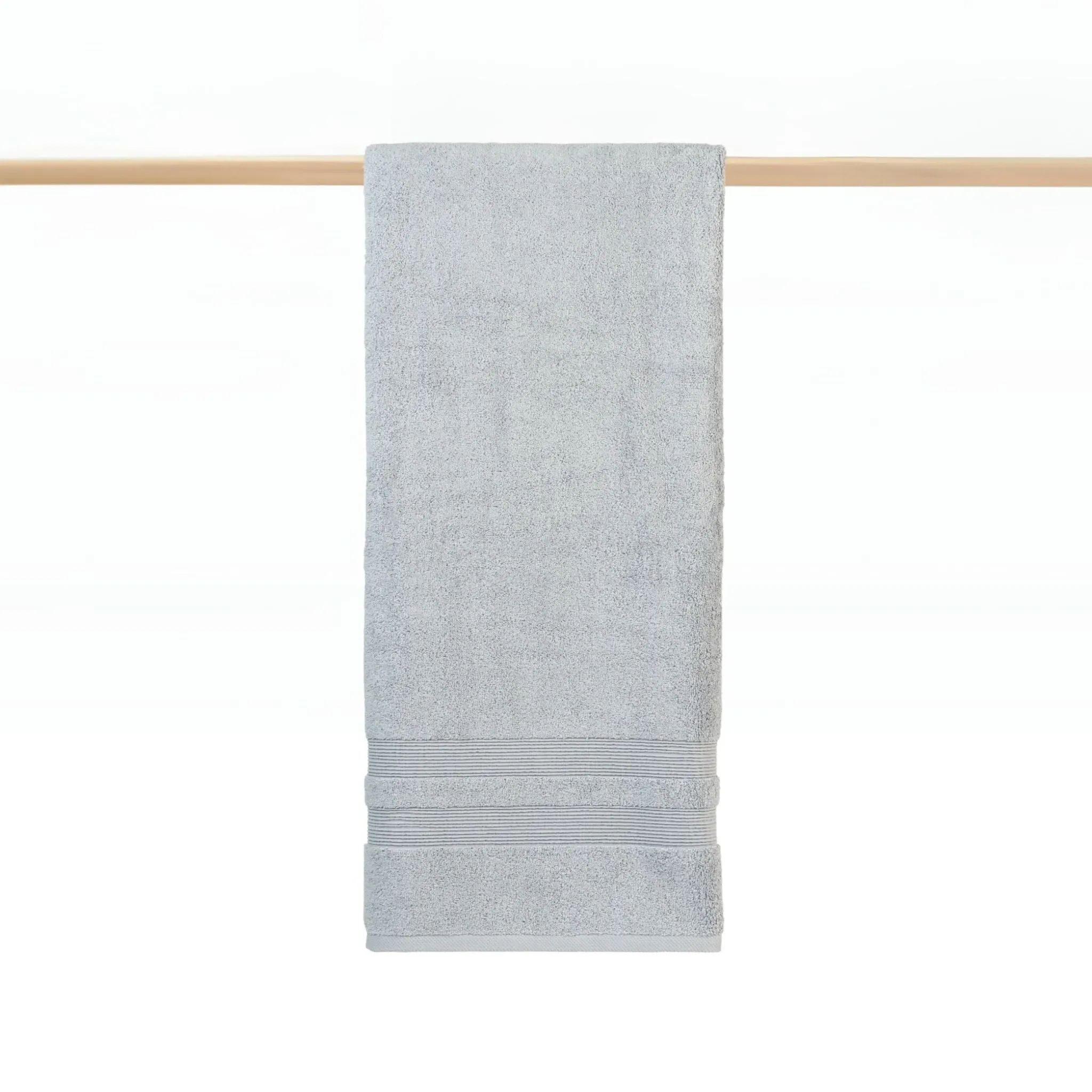 Bath Towel Set with Striped Design - Grey, Cotton