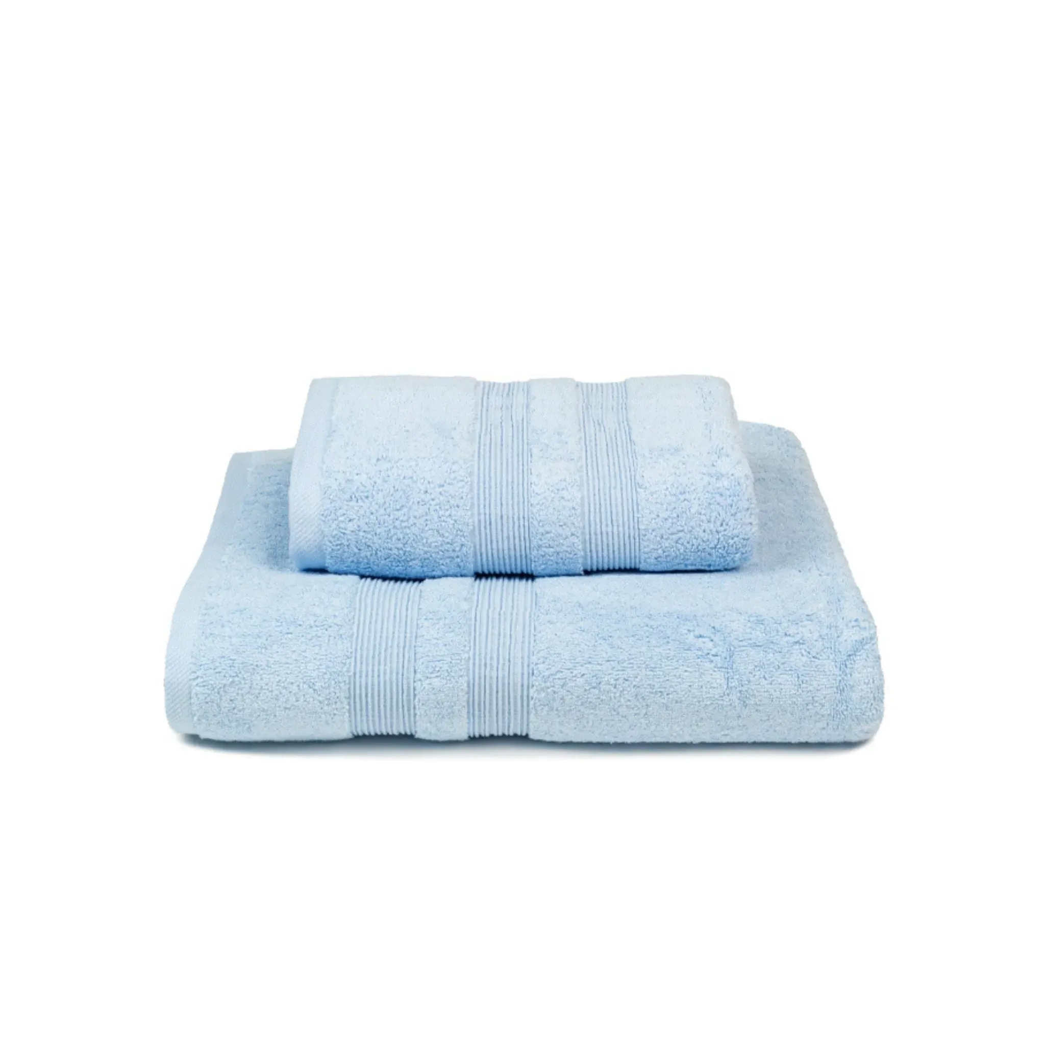 Bath Towel Set with Striped Design - Light Blue