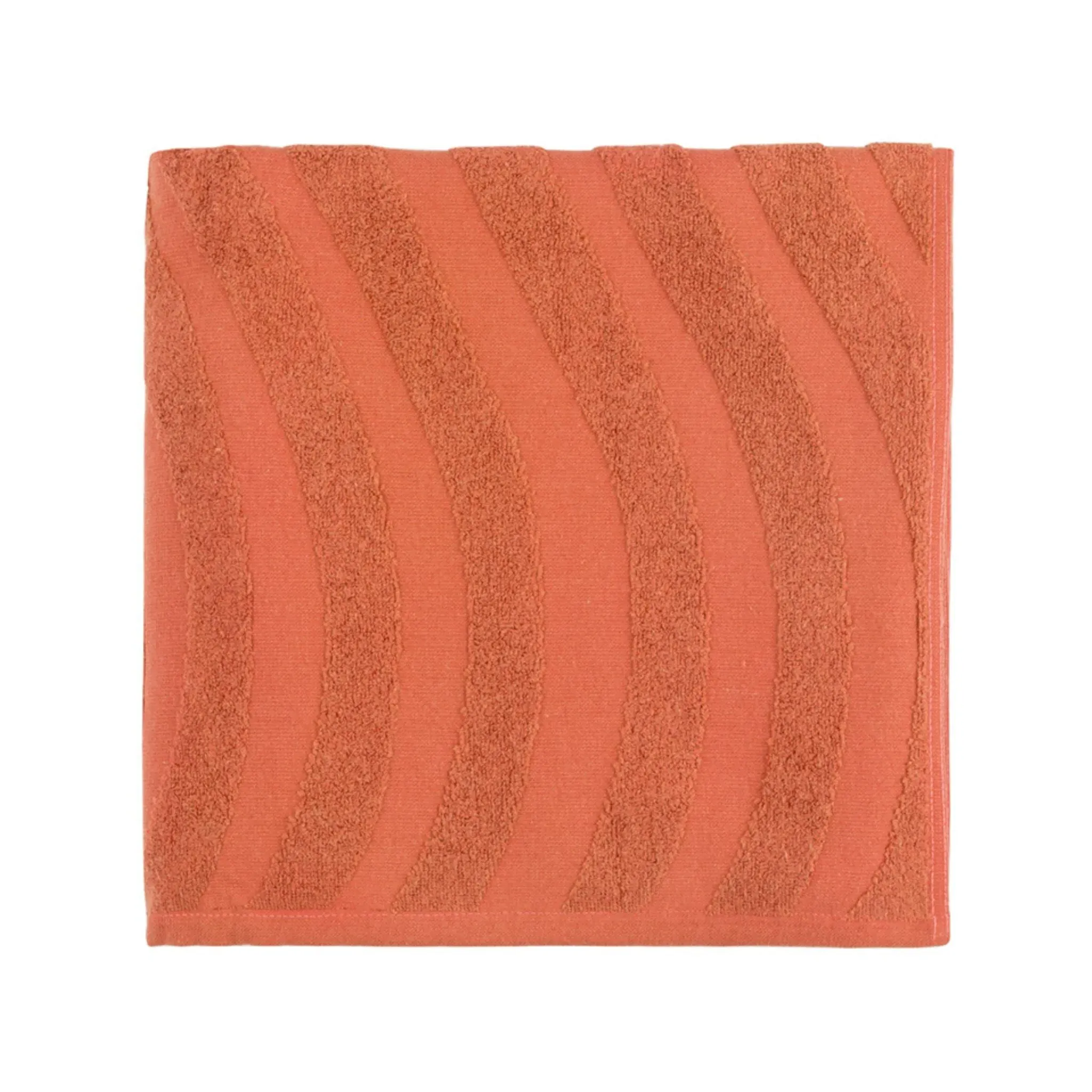 Beach Towel with Wave Pattern - Terracotta, Cotton image