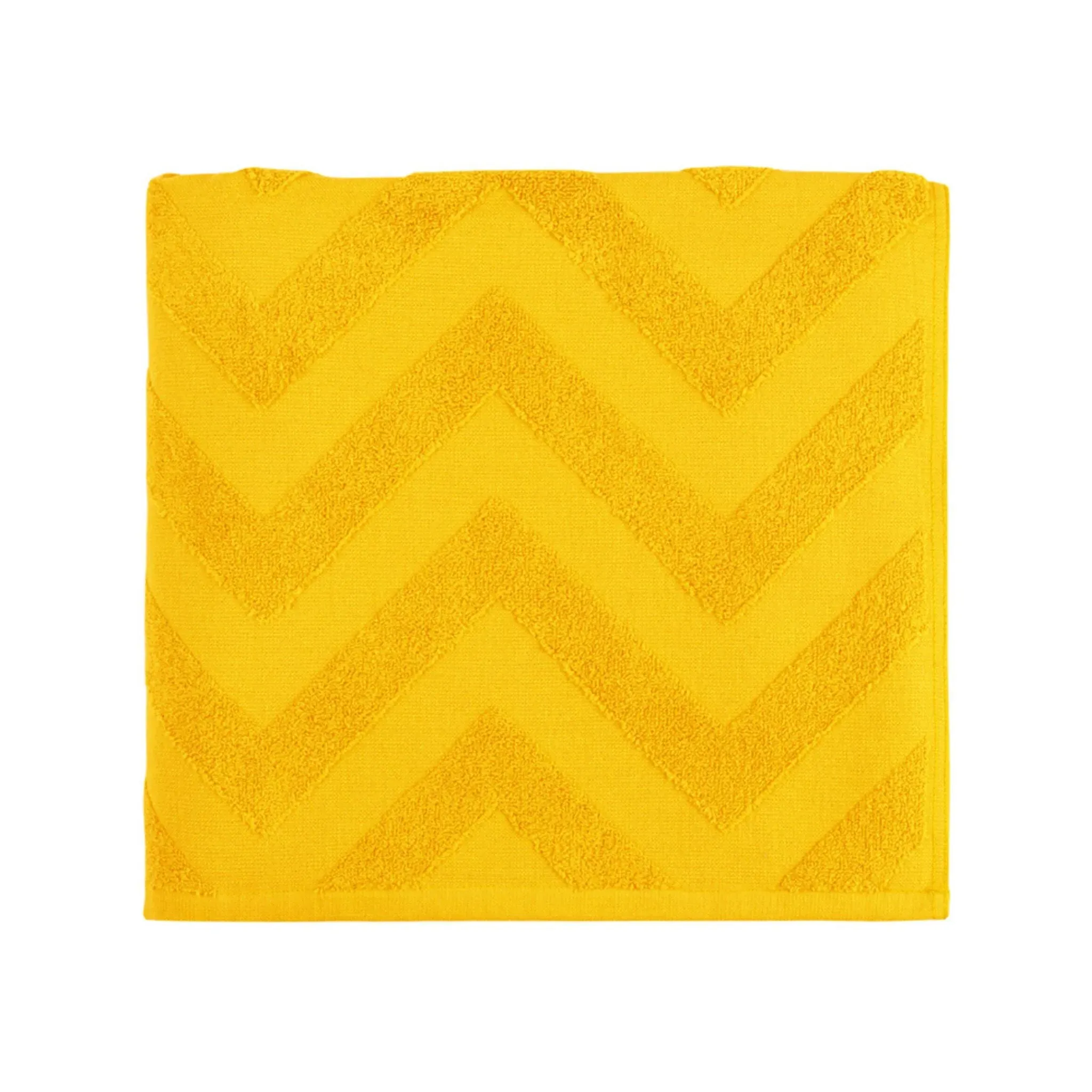 Beach Towel with Zig Zag Pattern - Saffron Yellow