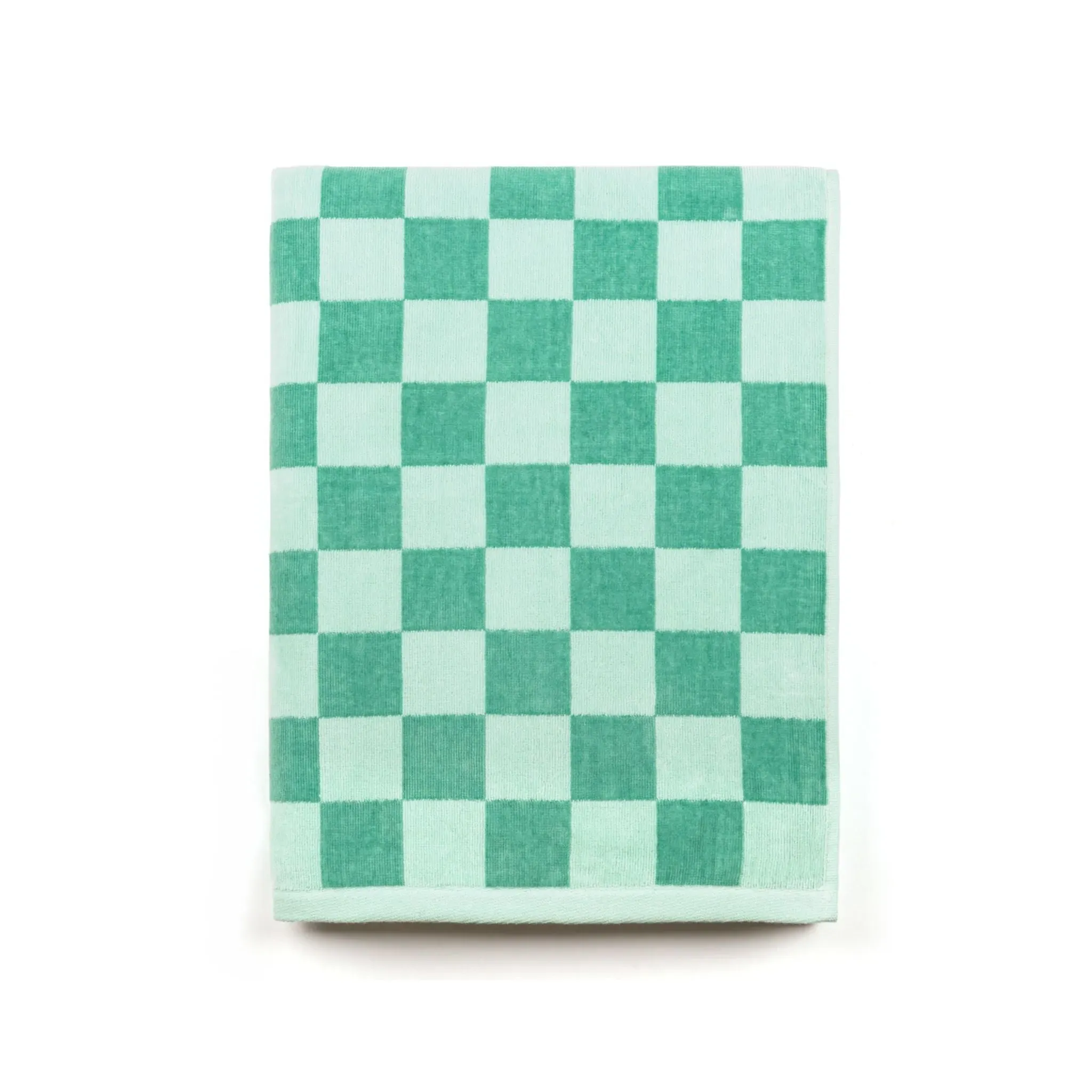 Chequered Beach Towel - Green, Cotton