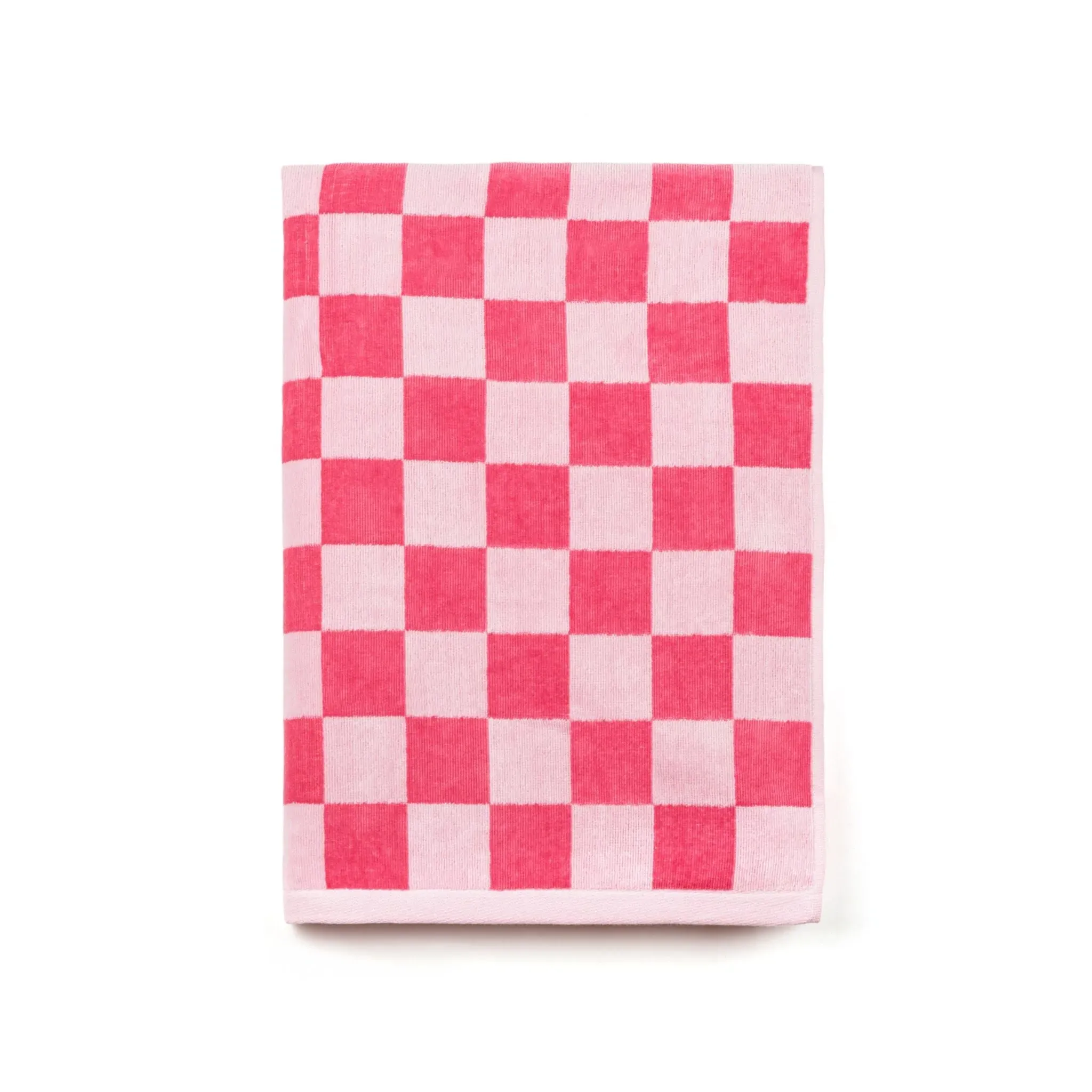 Chequered Beach Towel - Pink, Cotton