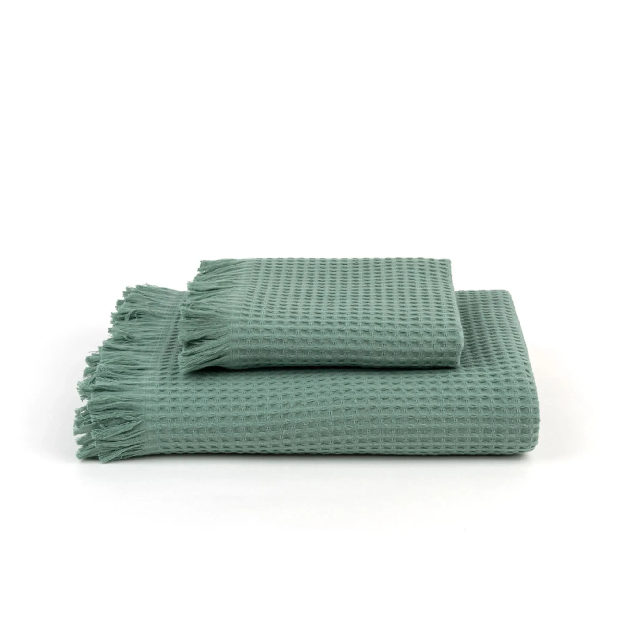 Cotton Bath Towel with Honeycomb - Green