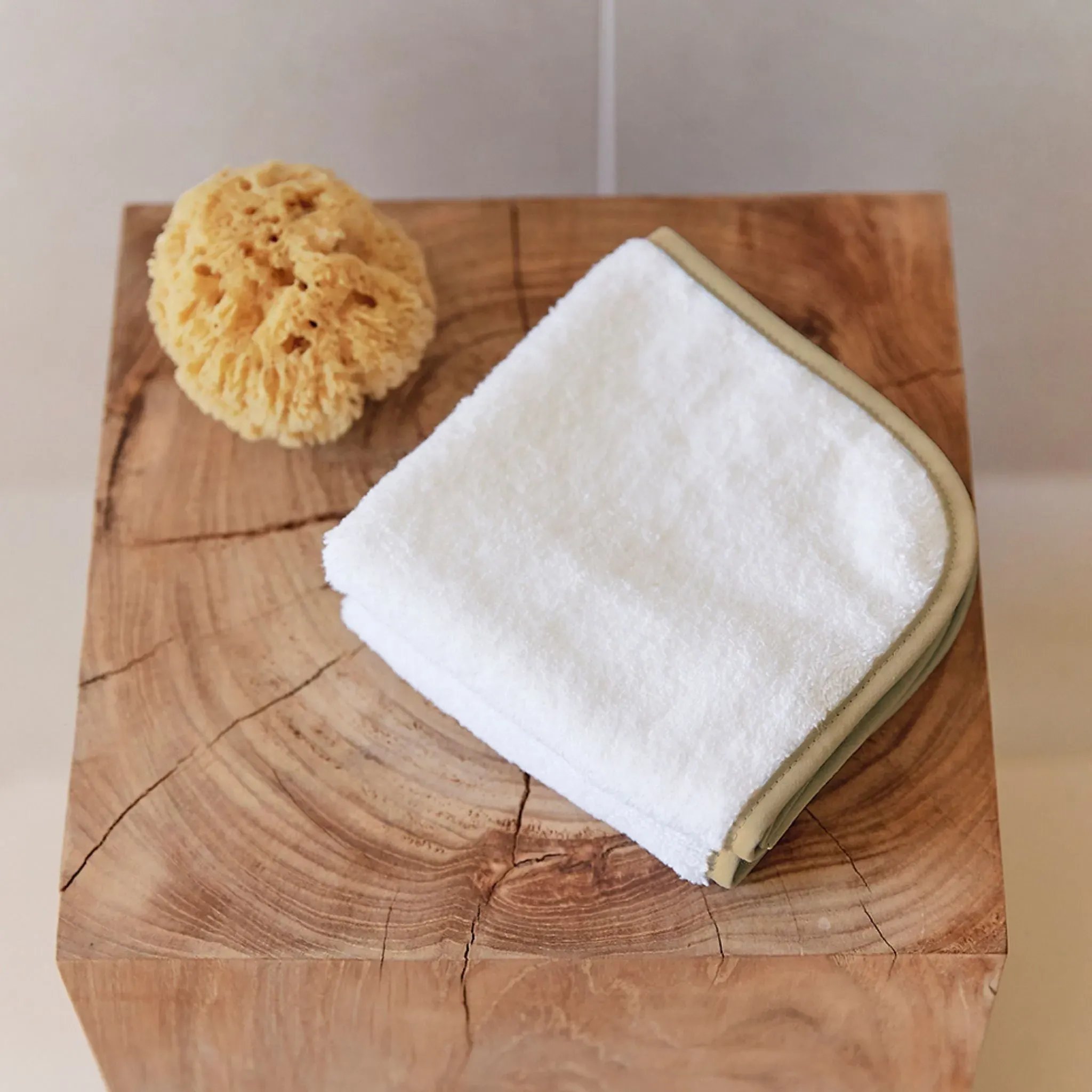 Face Towel with Piped Edges - Beige, Cotton image