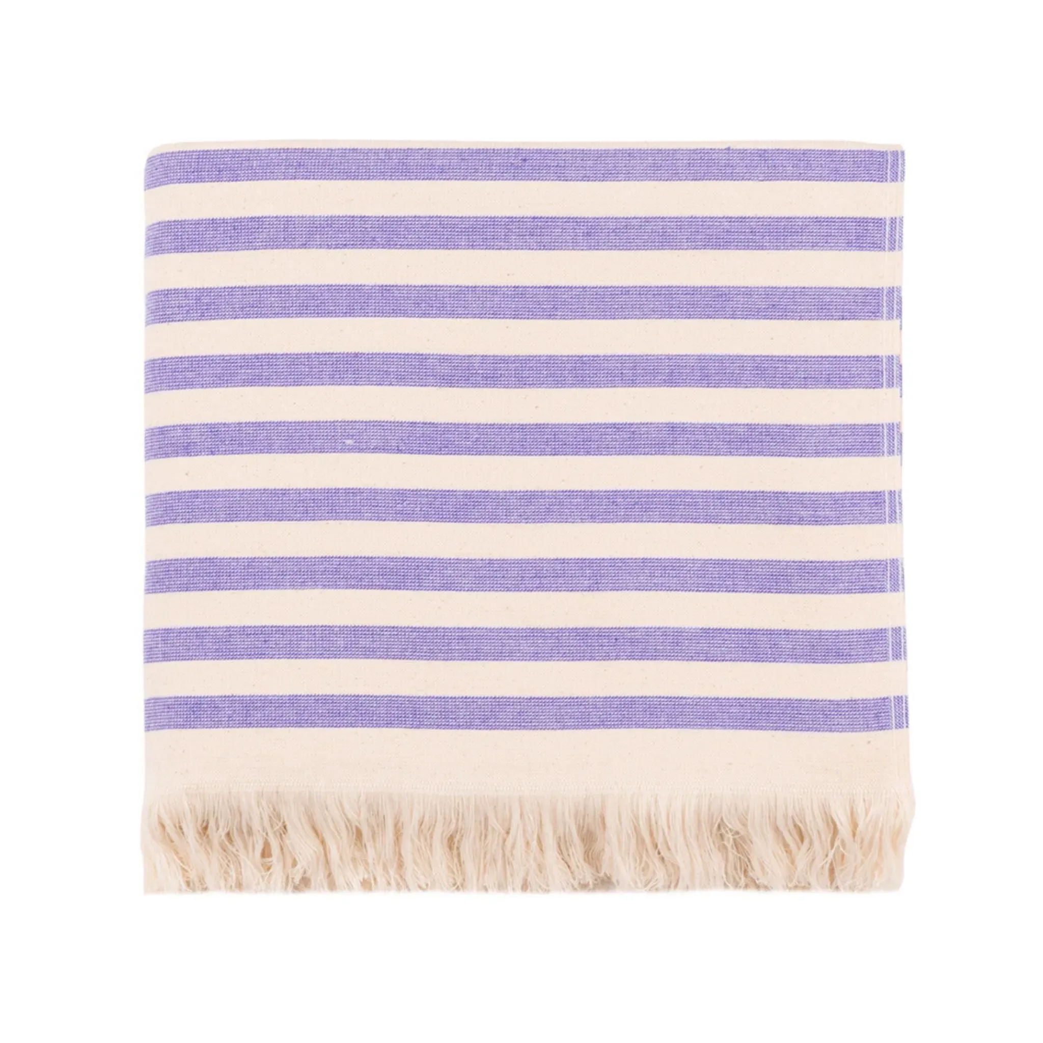 Family Size Beach Towel with Stripes - Lavender, Cotton