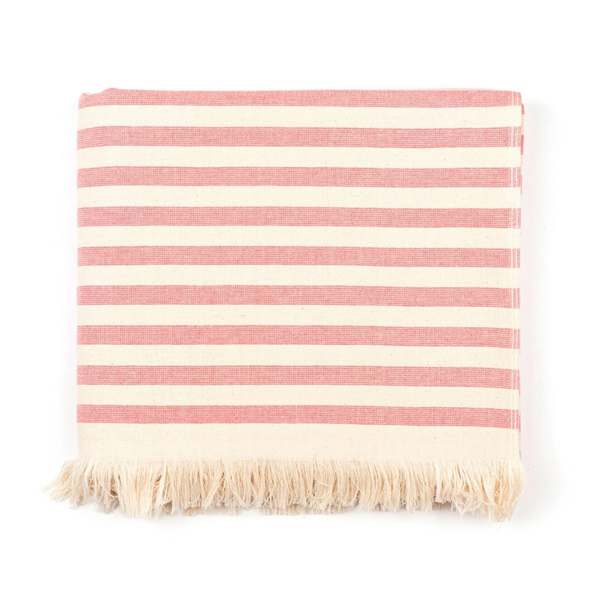 Family Size Beach Towel with Stripes - Pink, Cotton