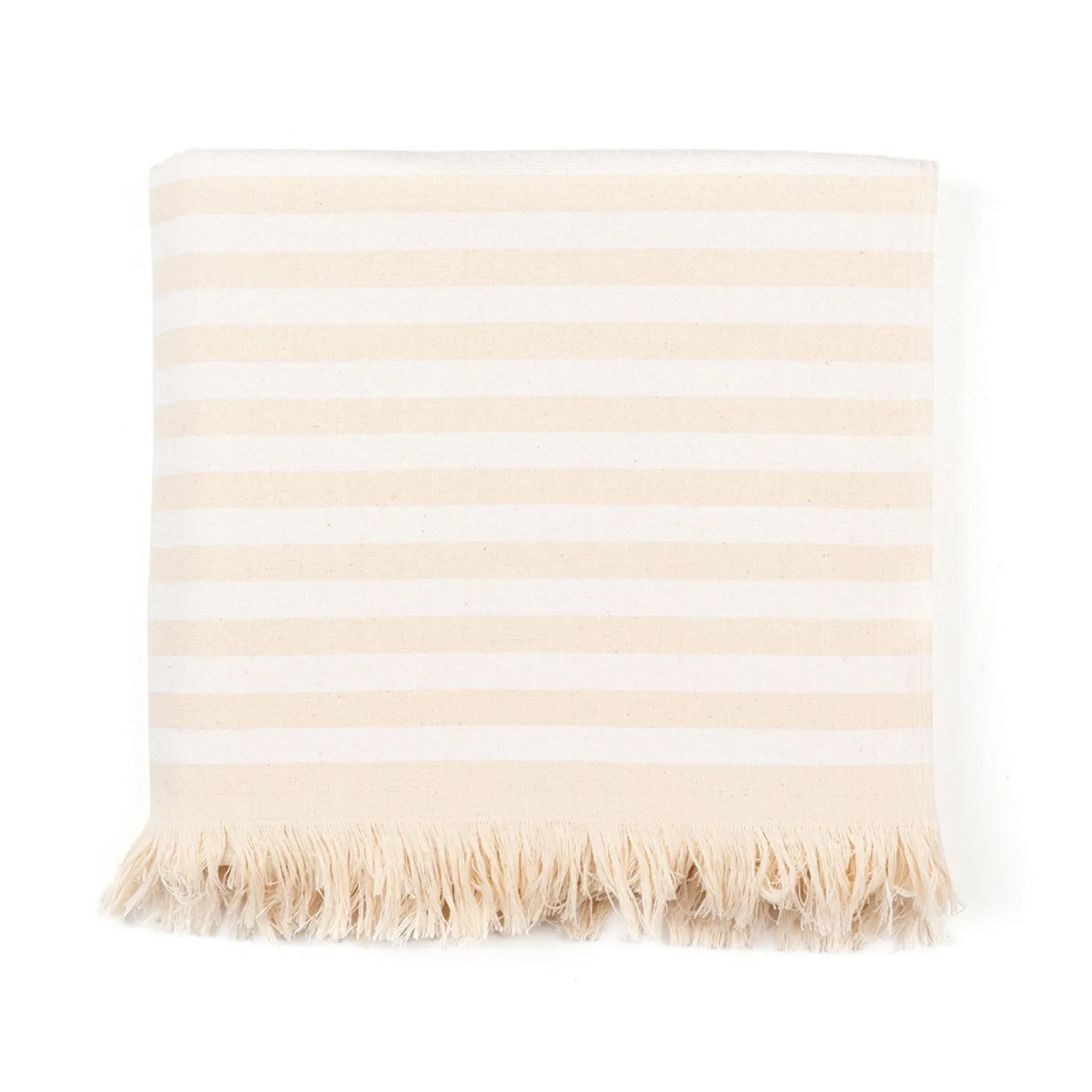 Family Size Beach Towel with Stripes - White, Cotton