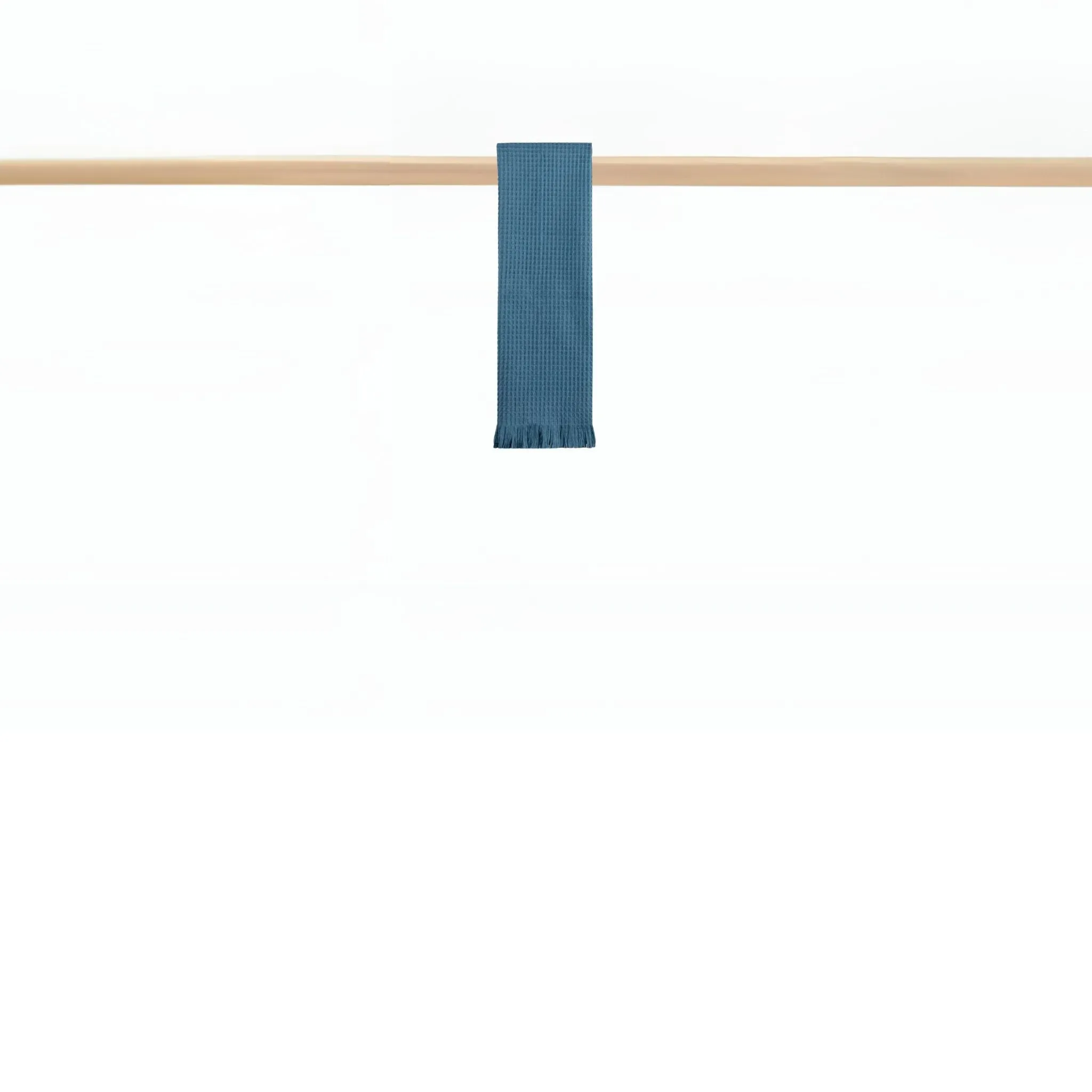 Honeycomb Bath Towel with Fringes - Blue, Cotton image