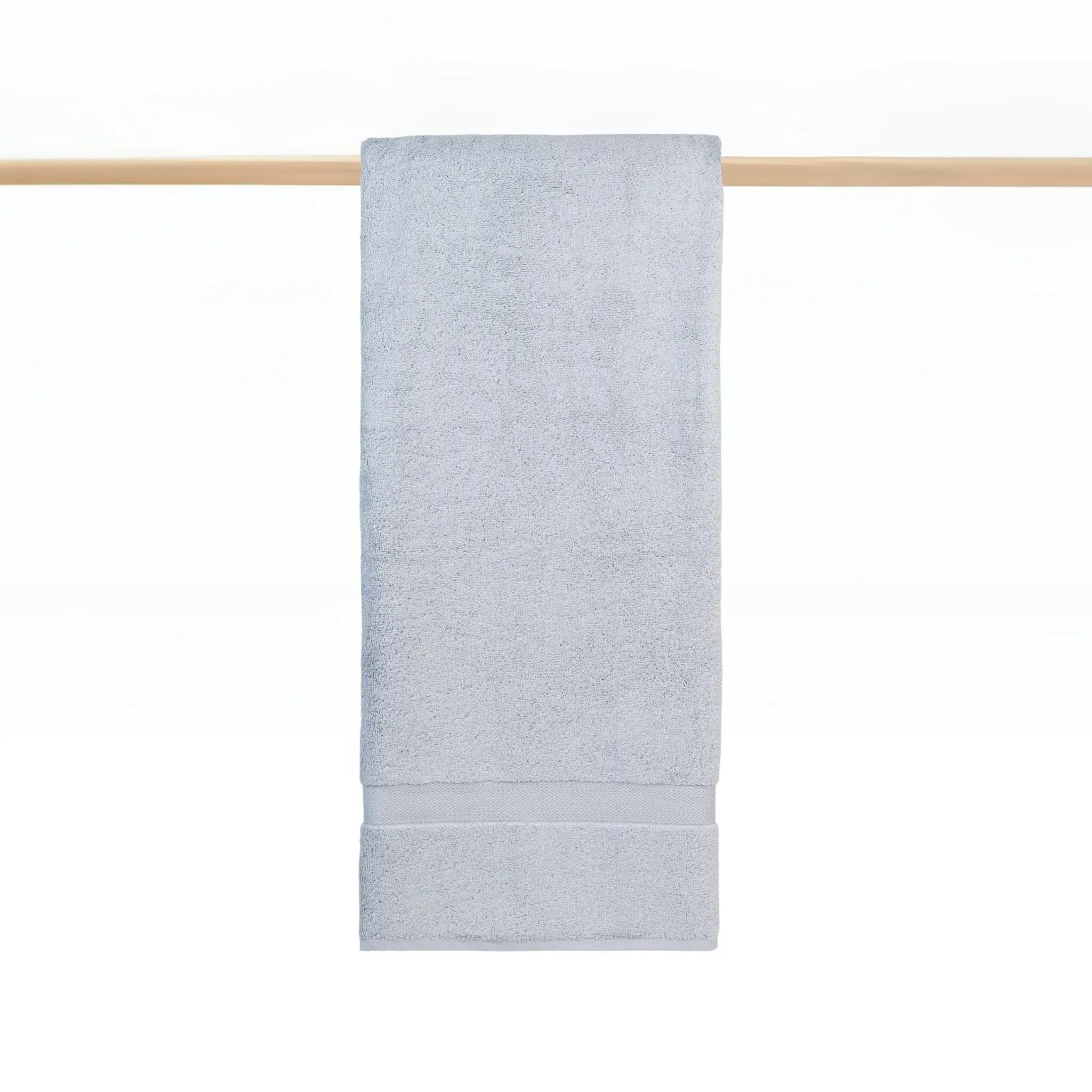 Kids Bath Towel with Herringbone Border - Grey, Cotton