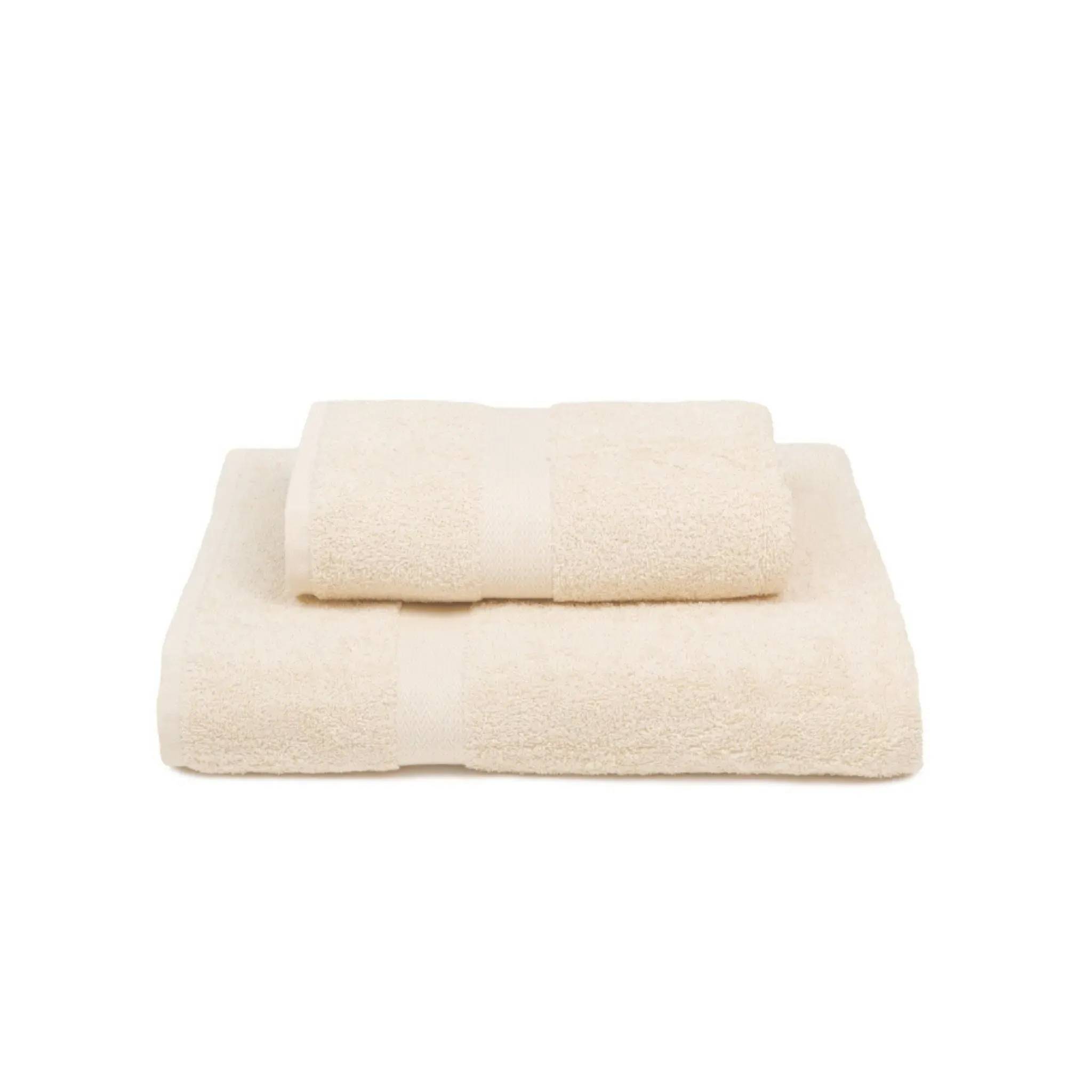 Kids Bath Towel with Herringbone Border - Natural, Cotton