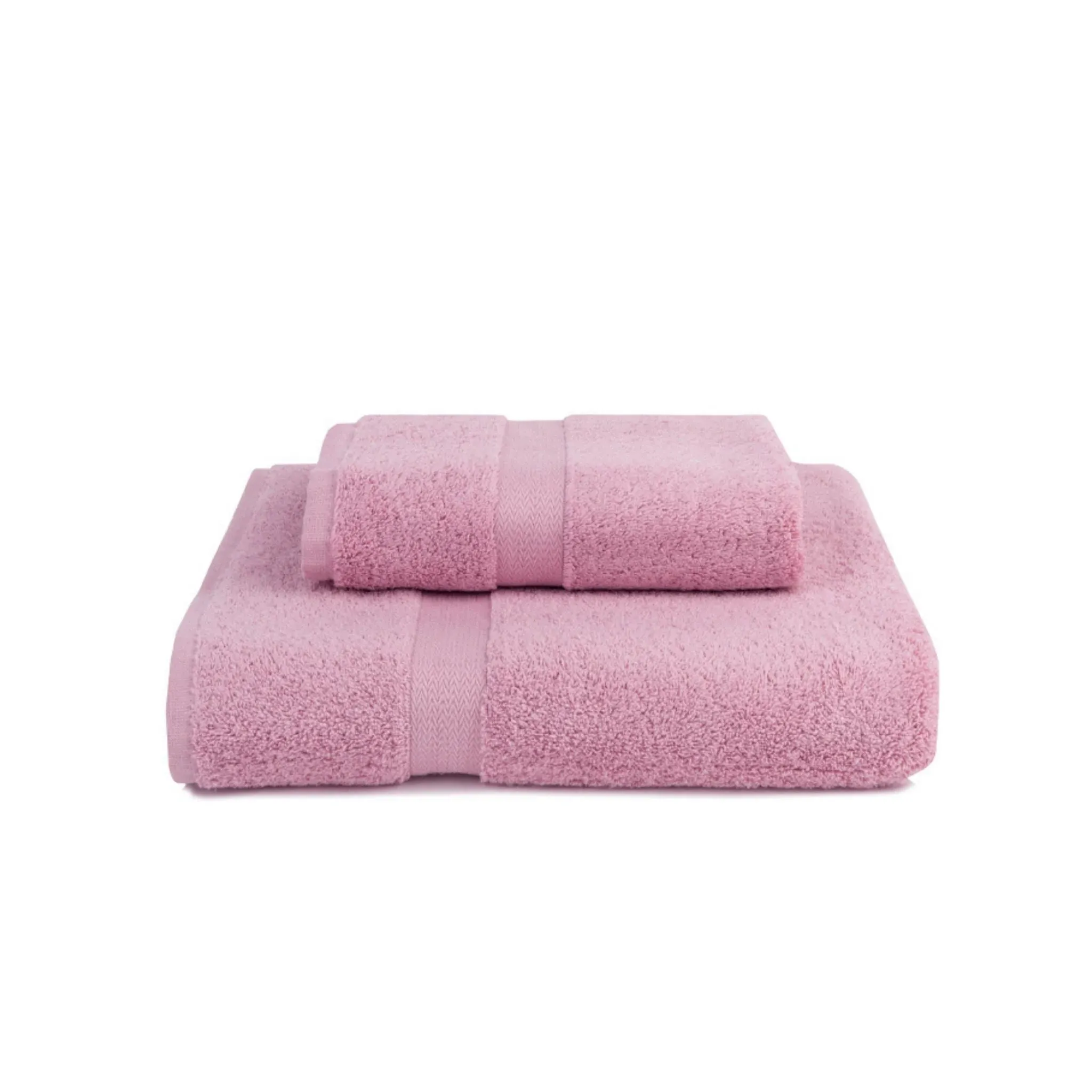 Kids Bath Towel with Herringbone Border - Pink, Cotton