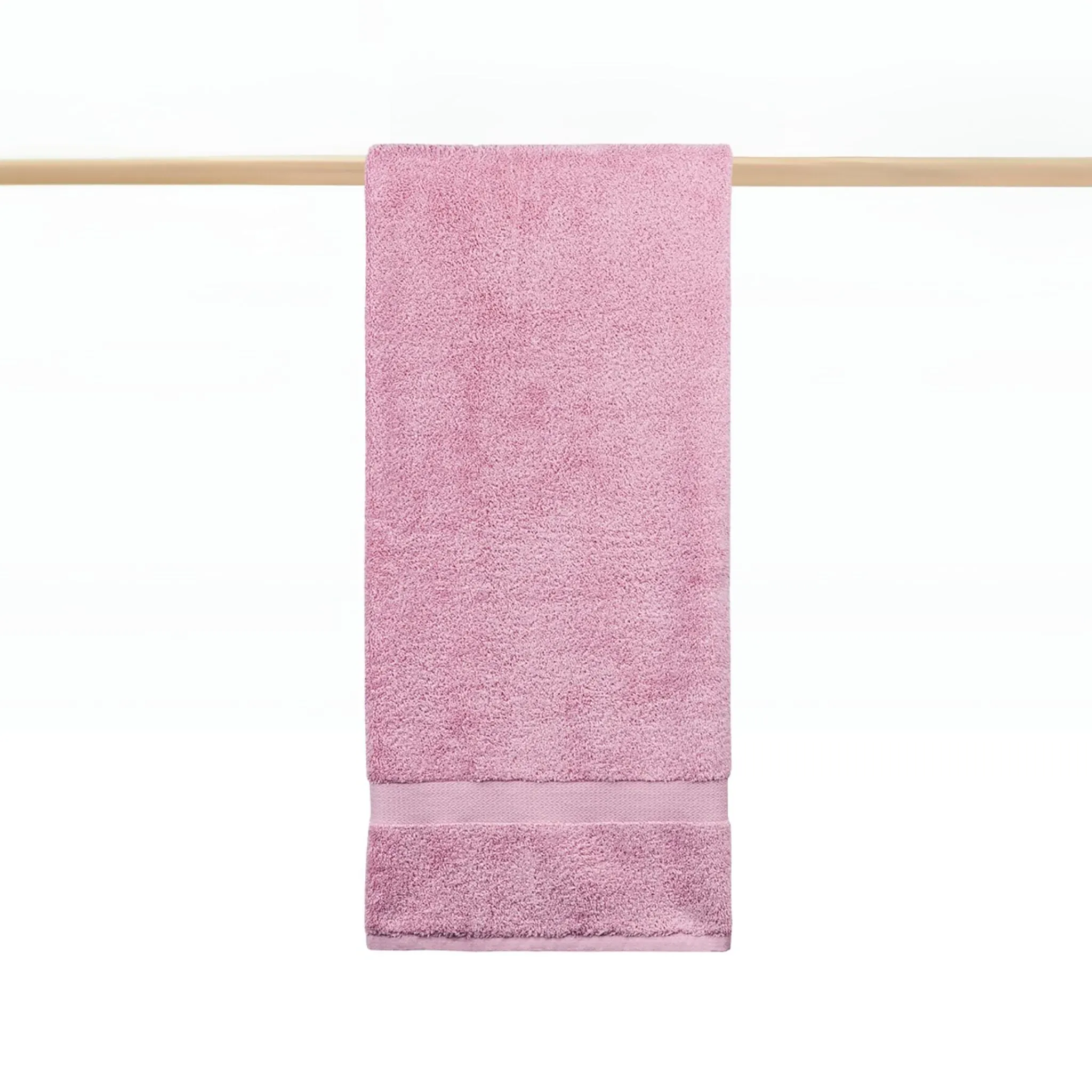 Kids Bath Towel with Herringbone Border - Pink, Cotton