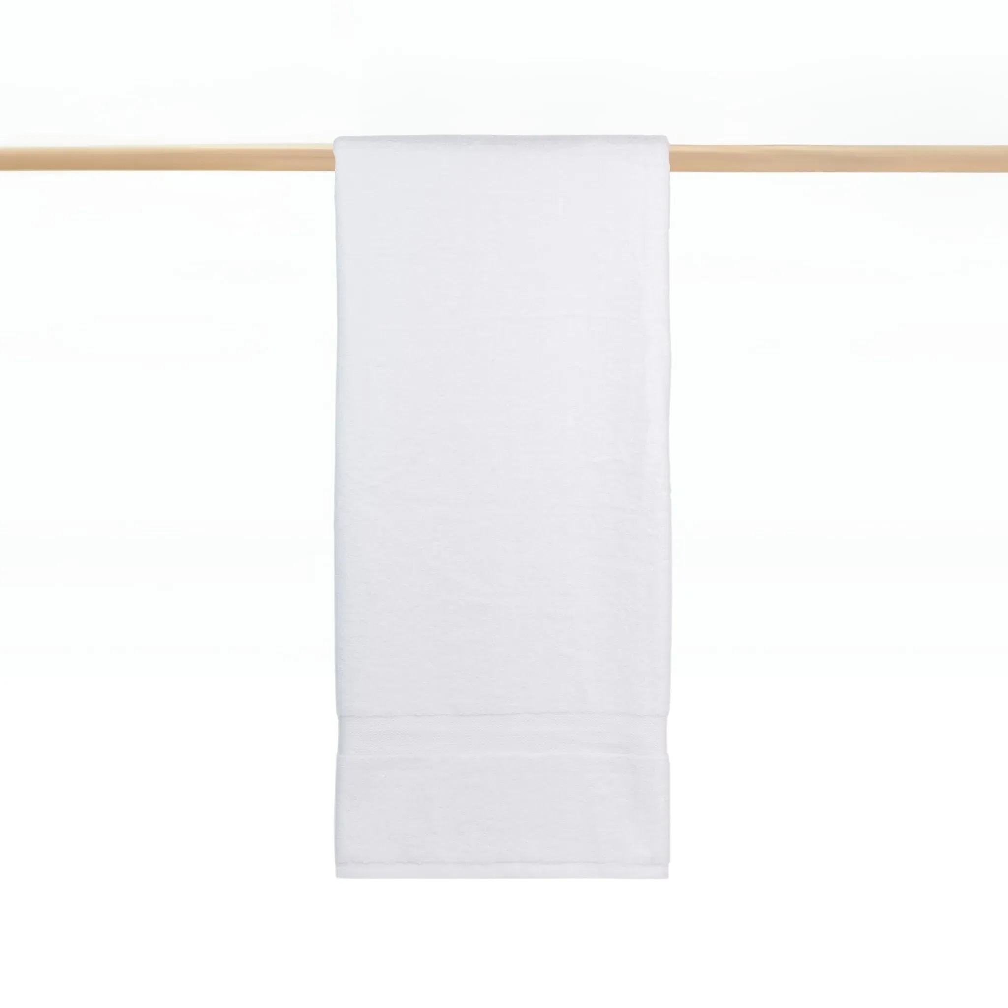 Kids Bath Towel with Herringbone Border - White, Cotton