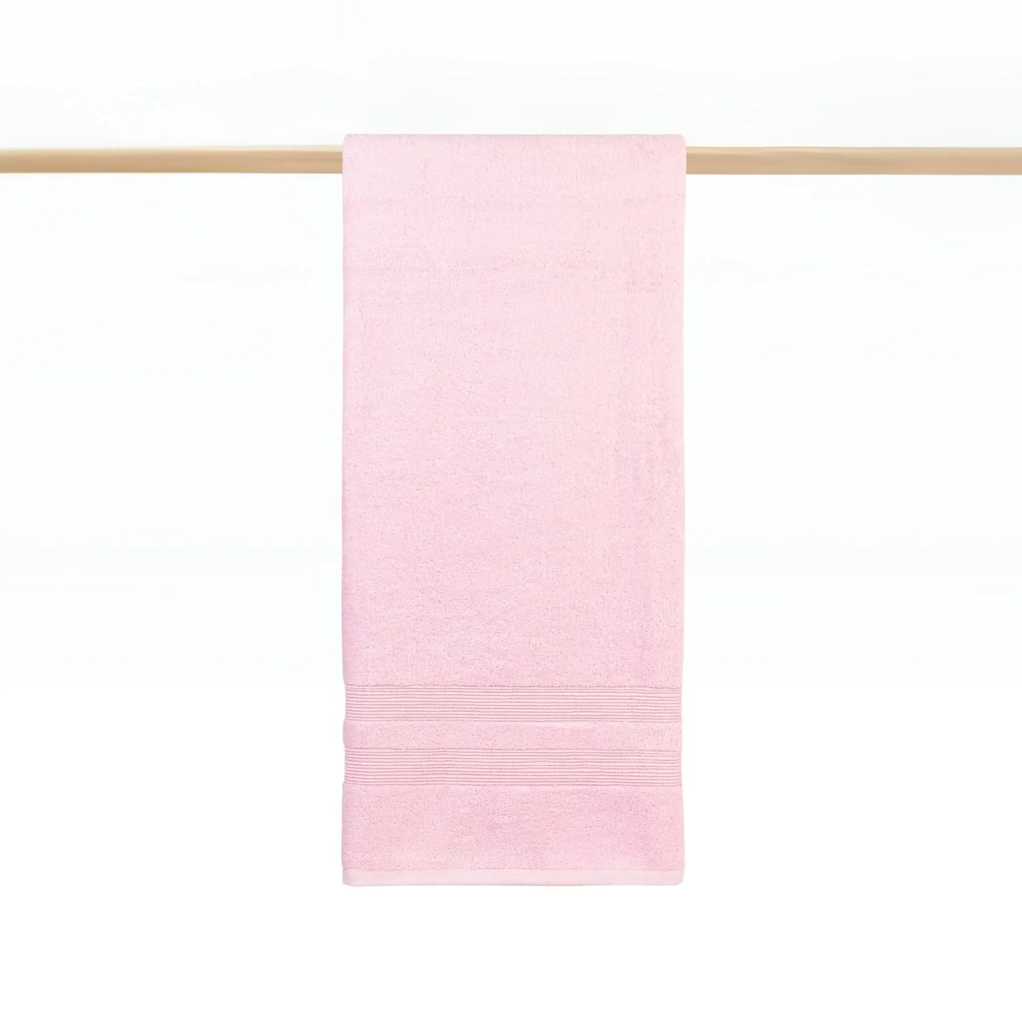 Kids Bath Towel with Stripes - Baby Pink, Cotton image