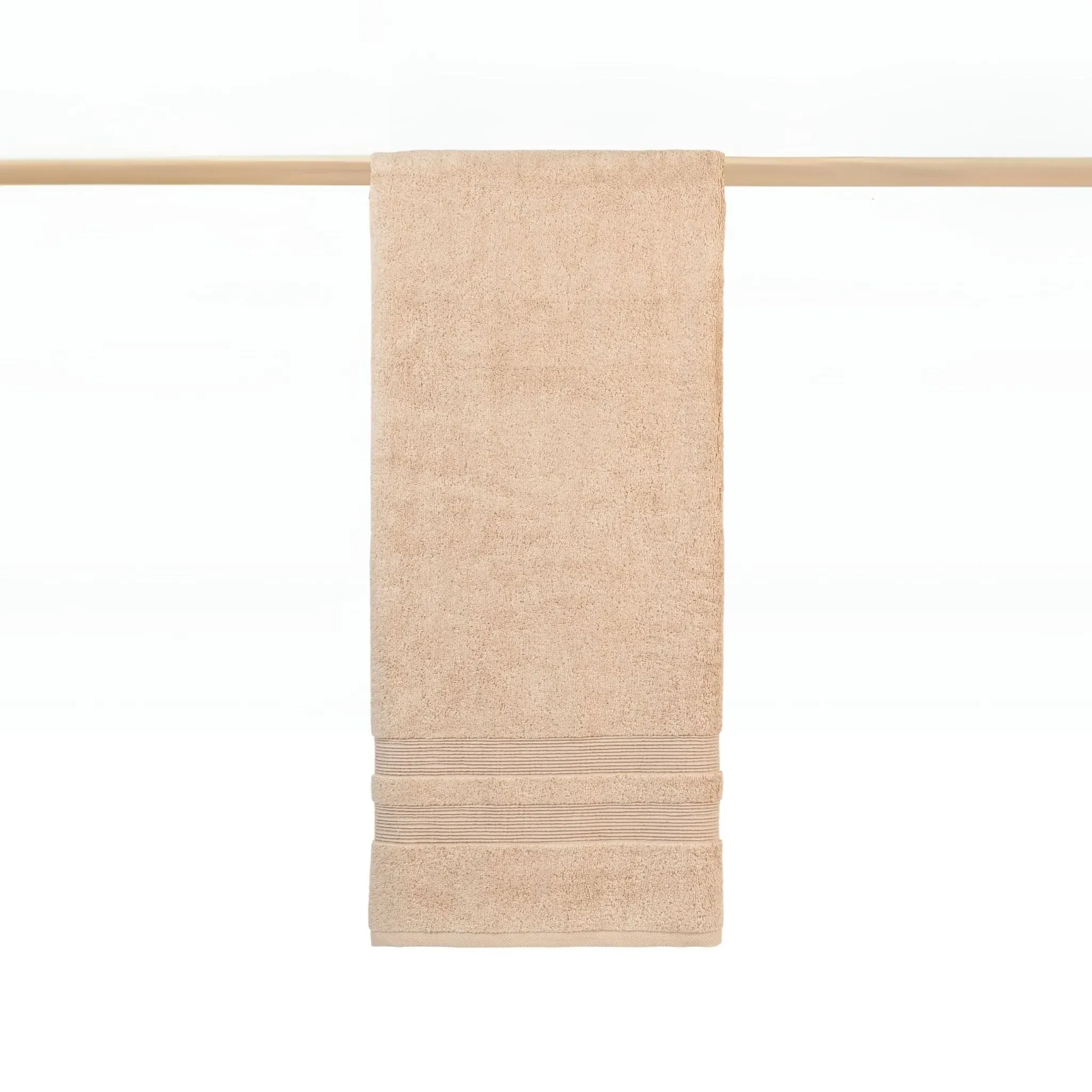 Kids Bath Towel with Stripes - Beige, Cotton