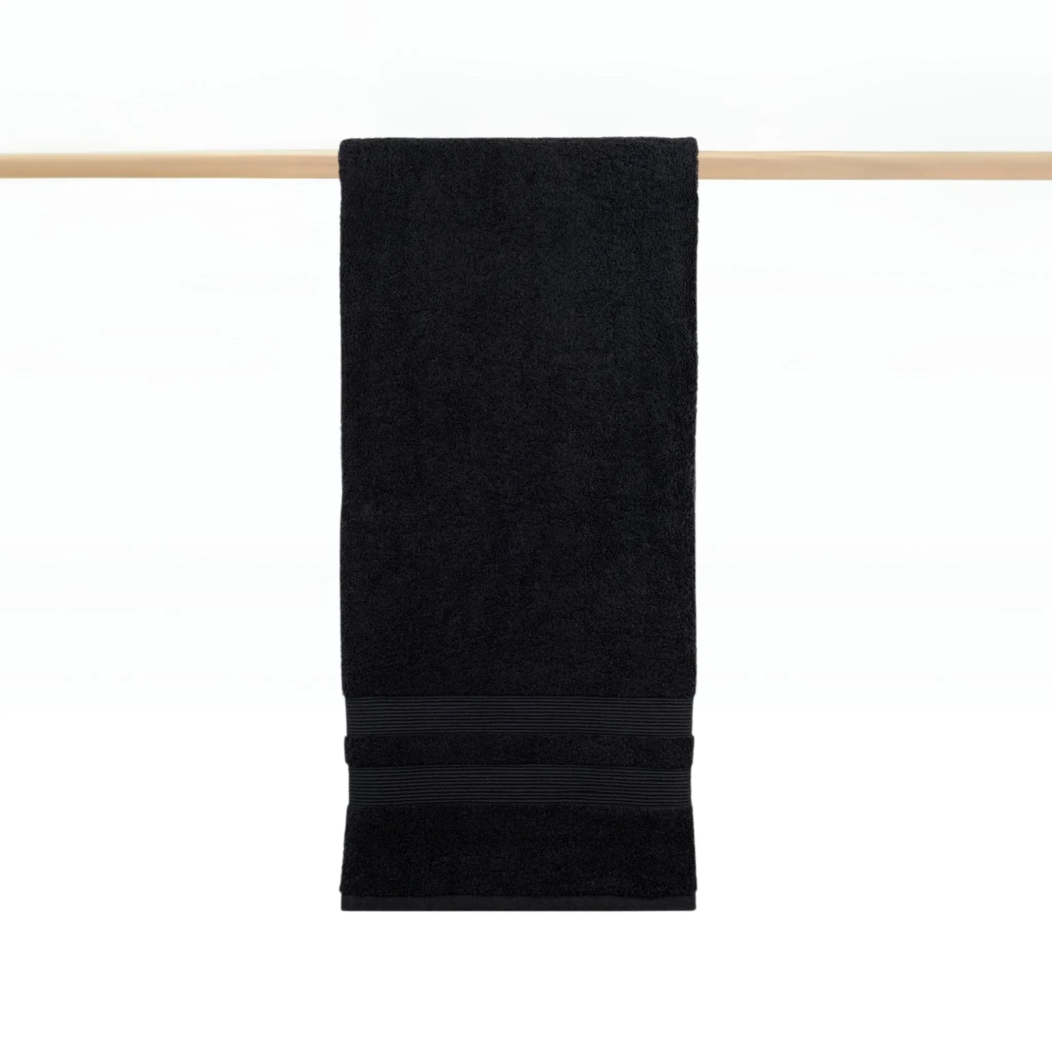 Kids Bath Towel with Stripes - Black, Cotton