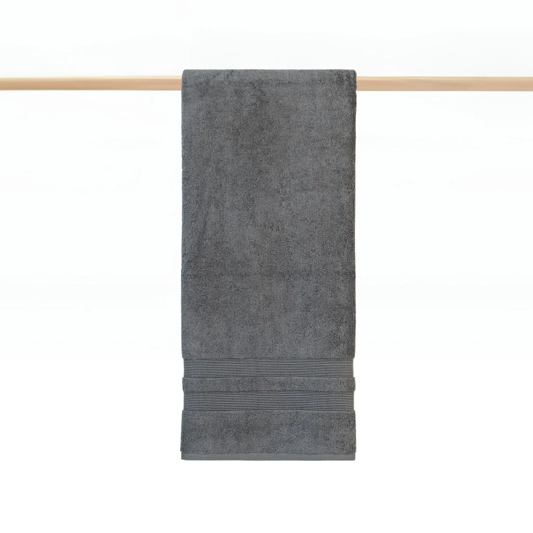 Kids Bath Towel with Stripes - Grey, Cotton