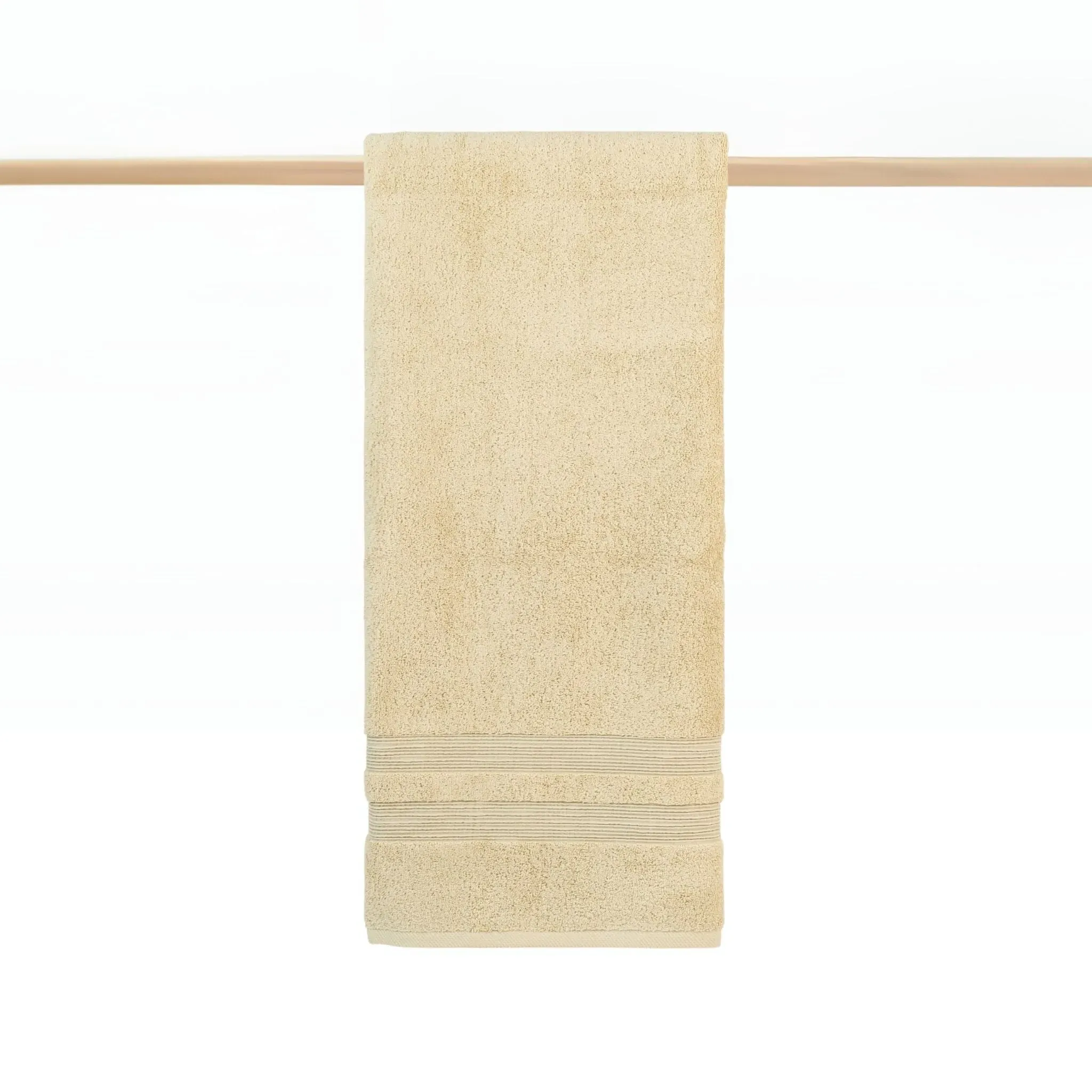 Kids Bath Towel with Stripes - Khaki Green, Cotton