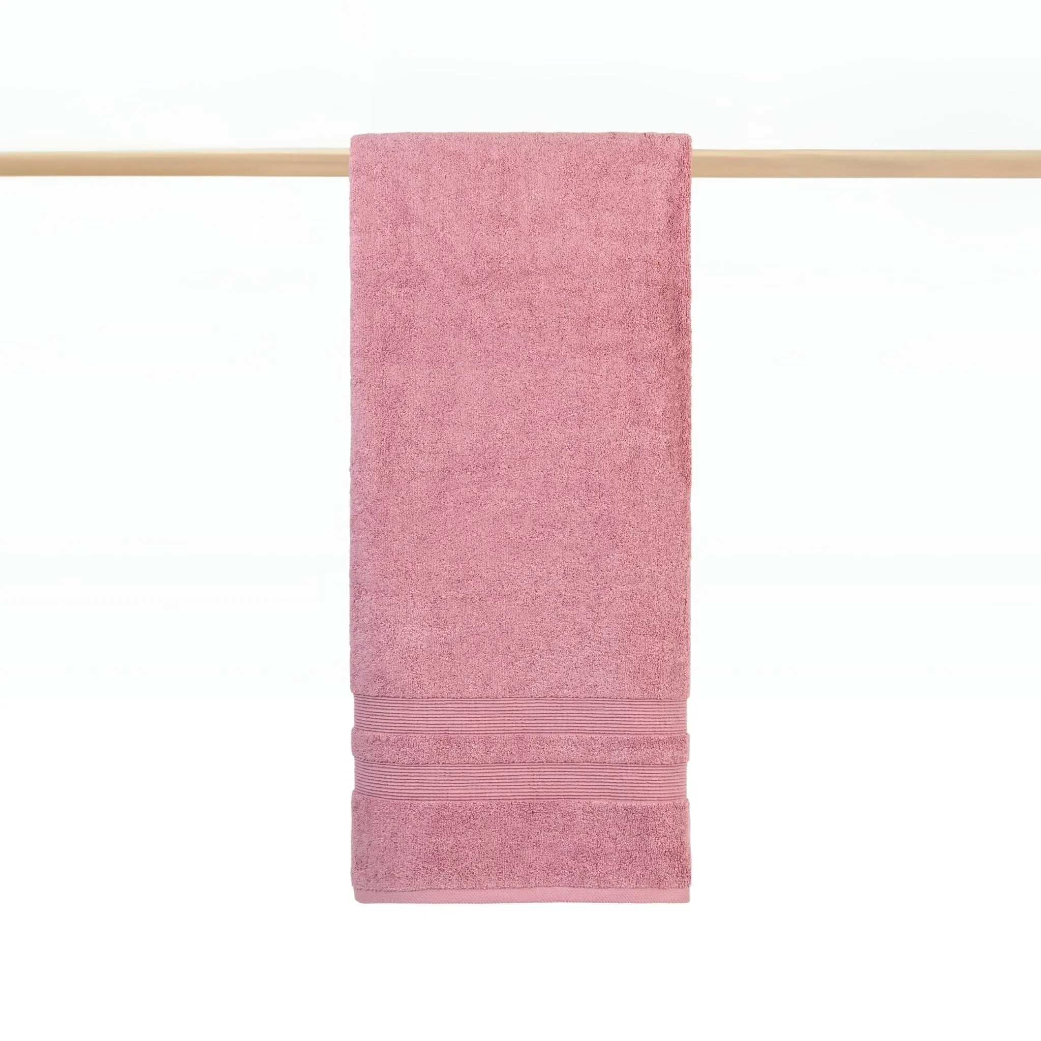 Kids Bath Towel with Stripes - Old Pink, Cotton