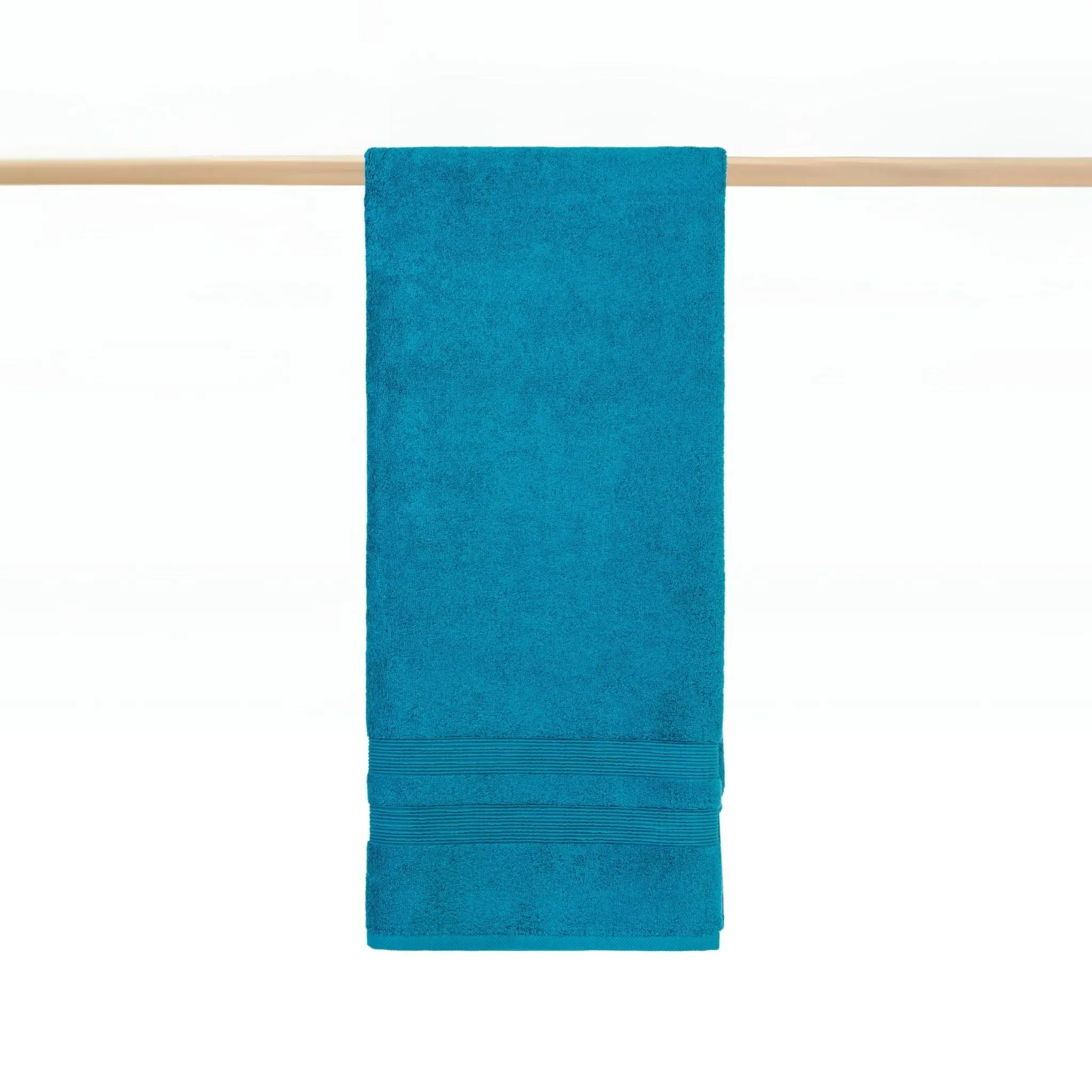 Kids Bath Towel with Stripes - Petroleum Blue, Cotton