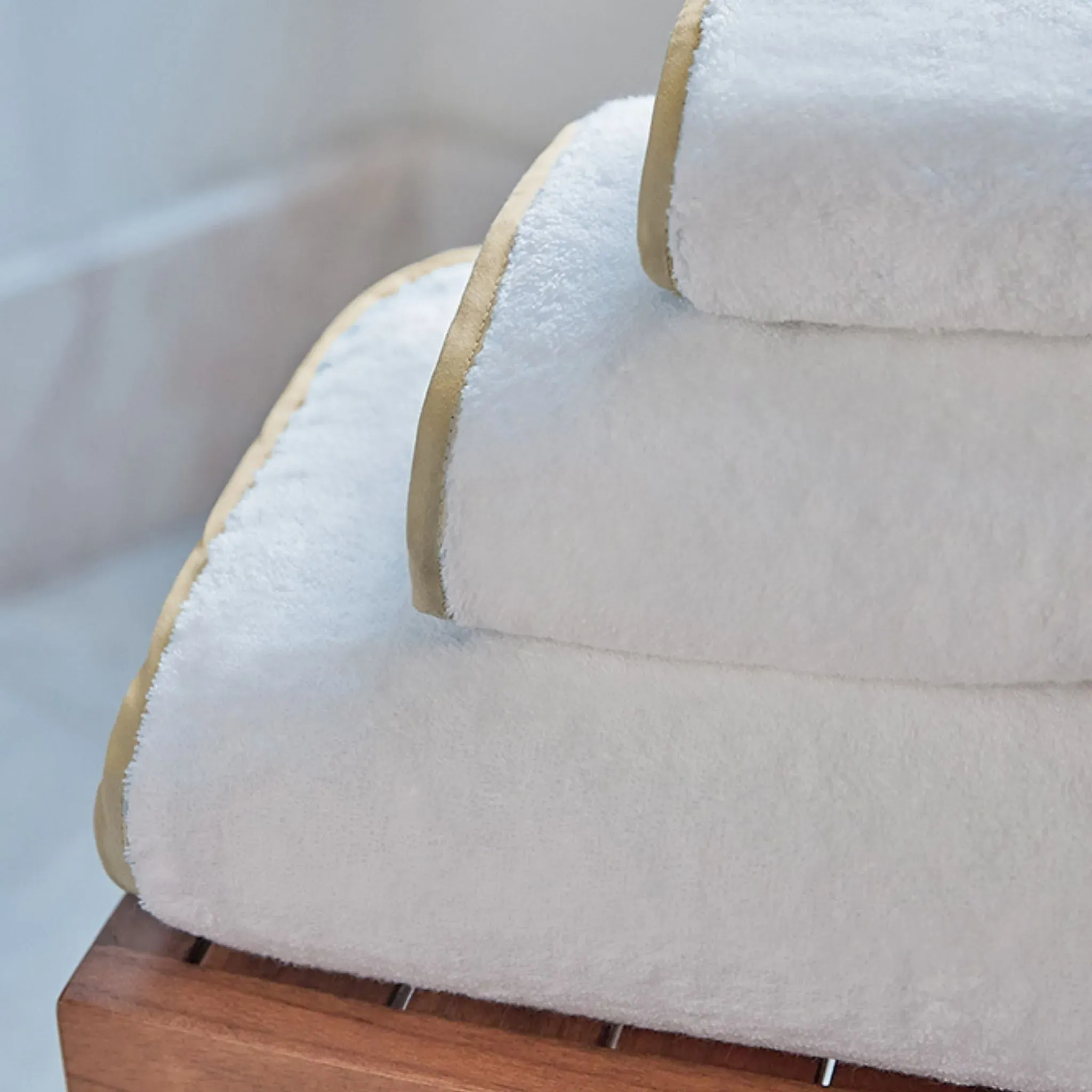 Terry Towel Set with Piped Edges - Beige, Cotton