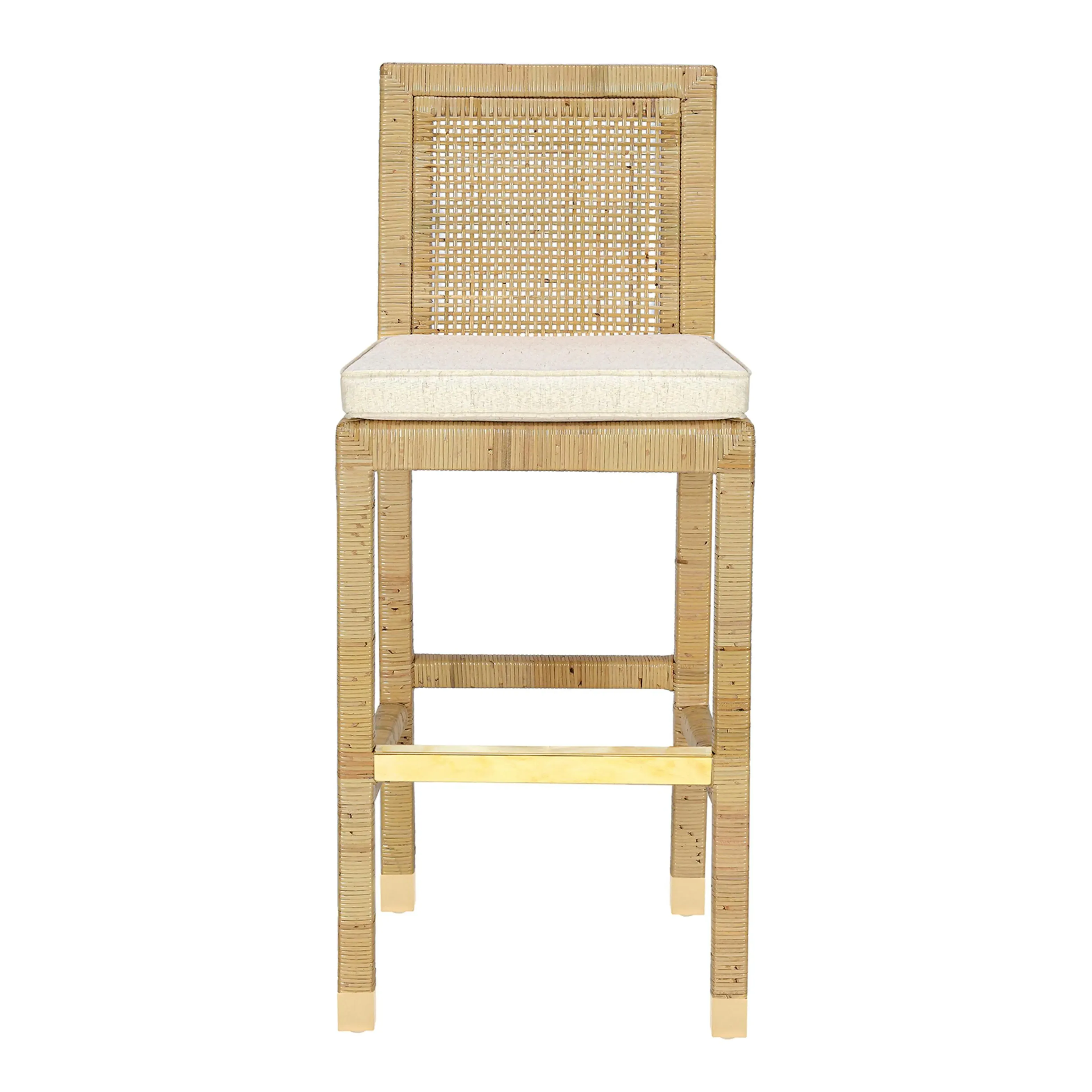 Amara Rattan Stool - Cream, Linen product