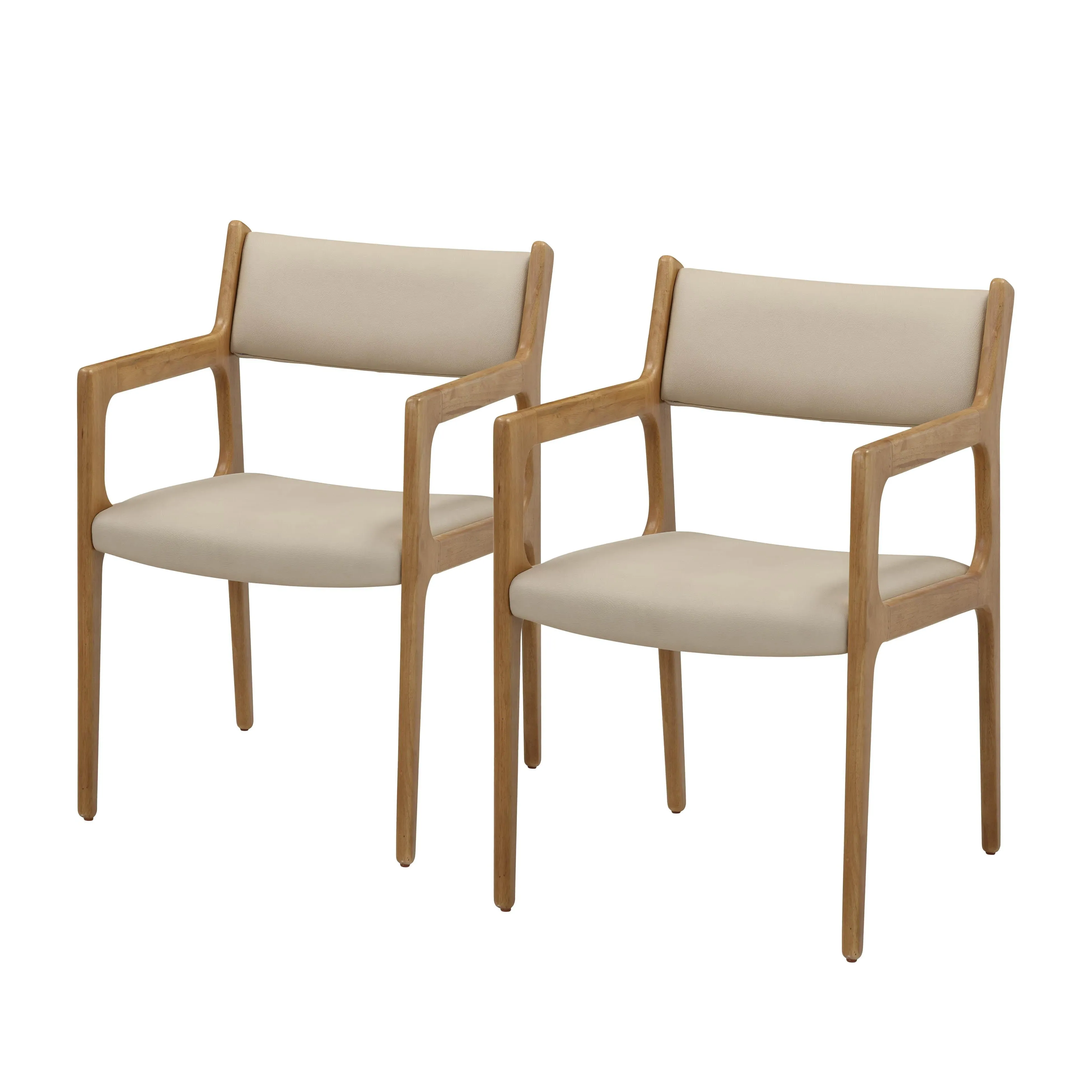 Ari Set of 2 Dining Chairs - Cream, Vegan Leather product